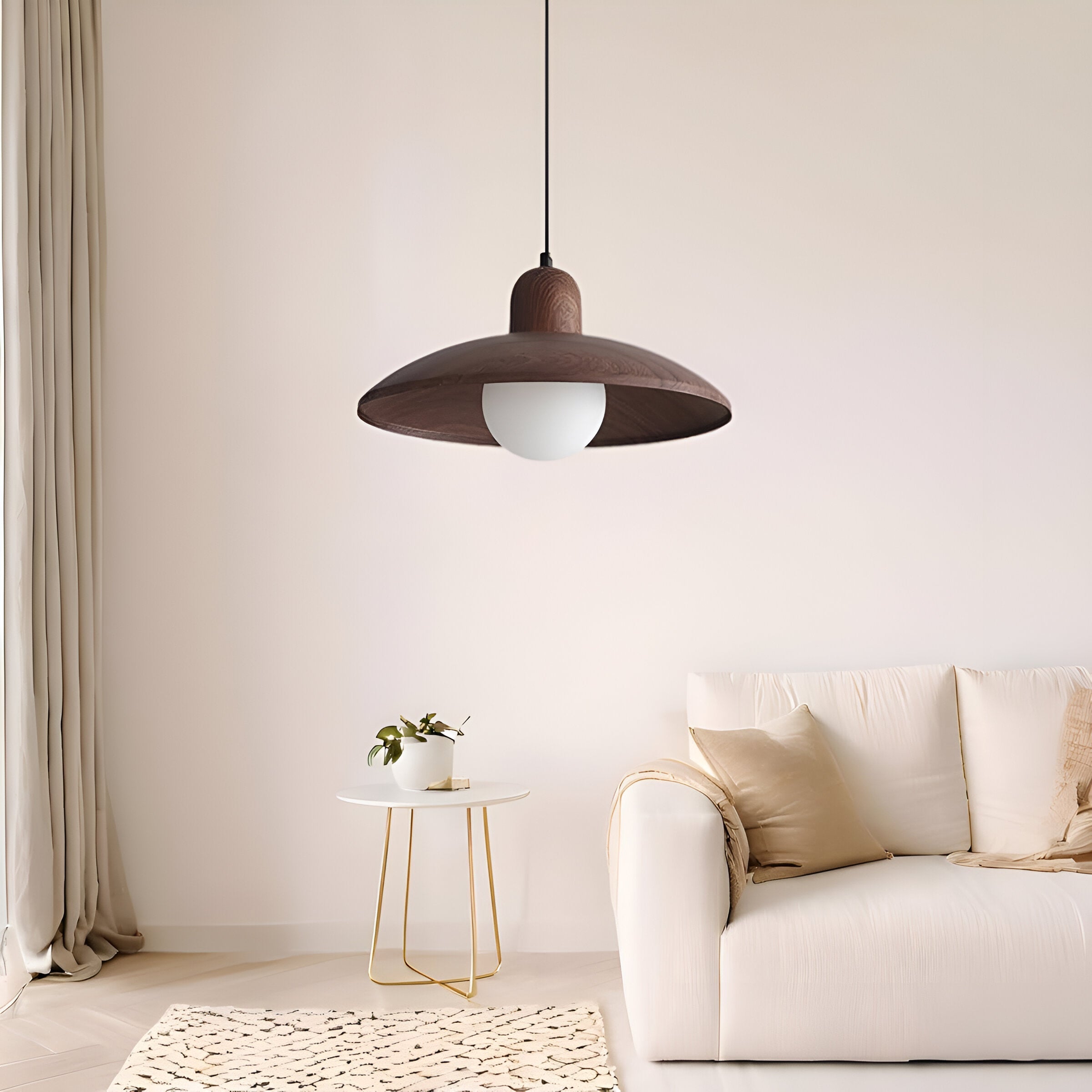 Thalen - Japanese Style Wabi-Sabi Walnut Pendant Light