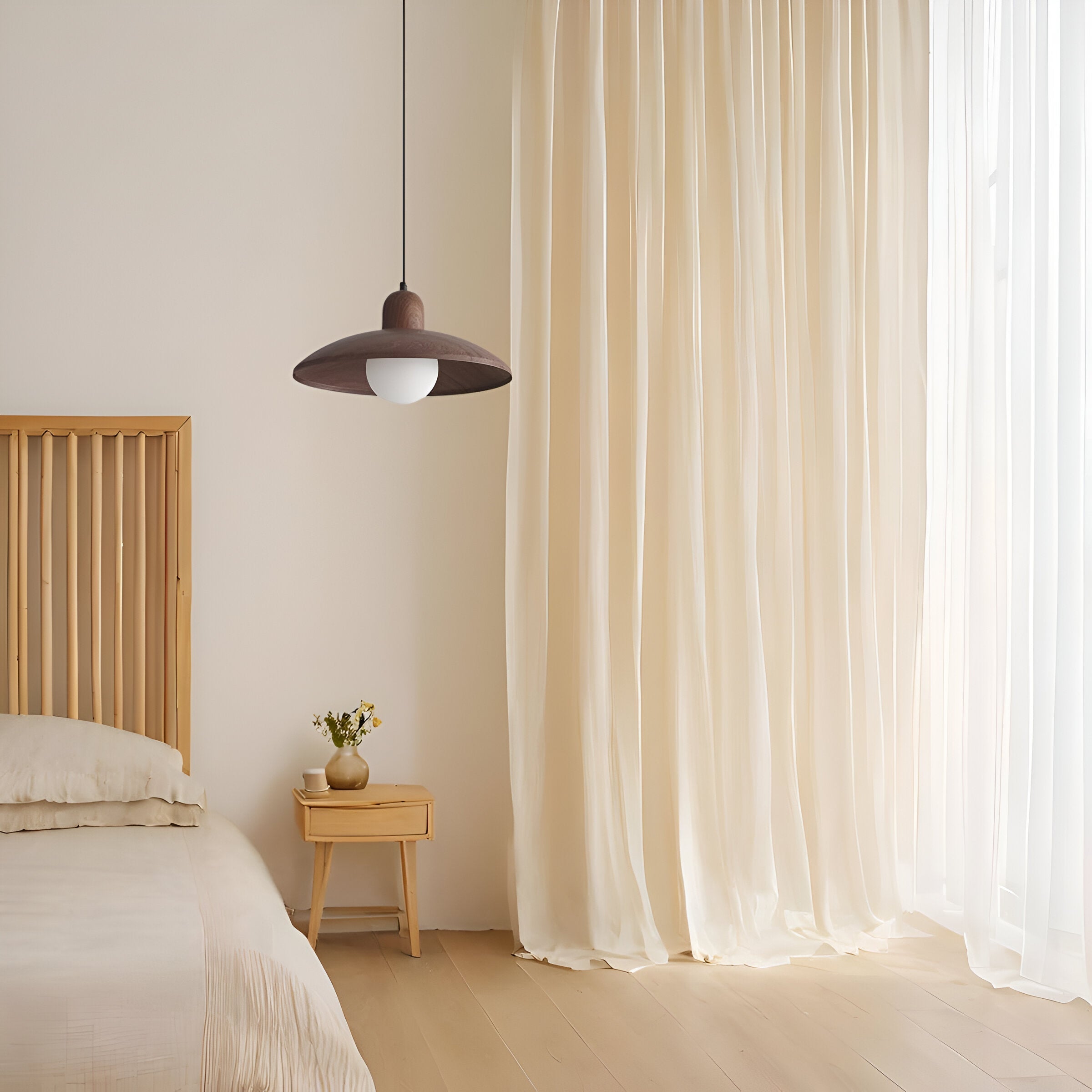 Thalen - Japanese Style Wabi-Sabi Walnut Pendant Light