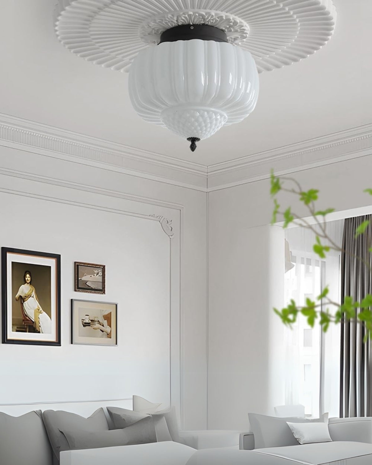 Bourgelle – Megvilágított, bimbóra emlékeztető szobrászati mennyezeti lámpa