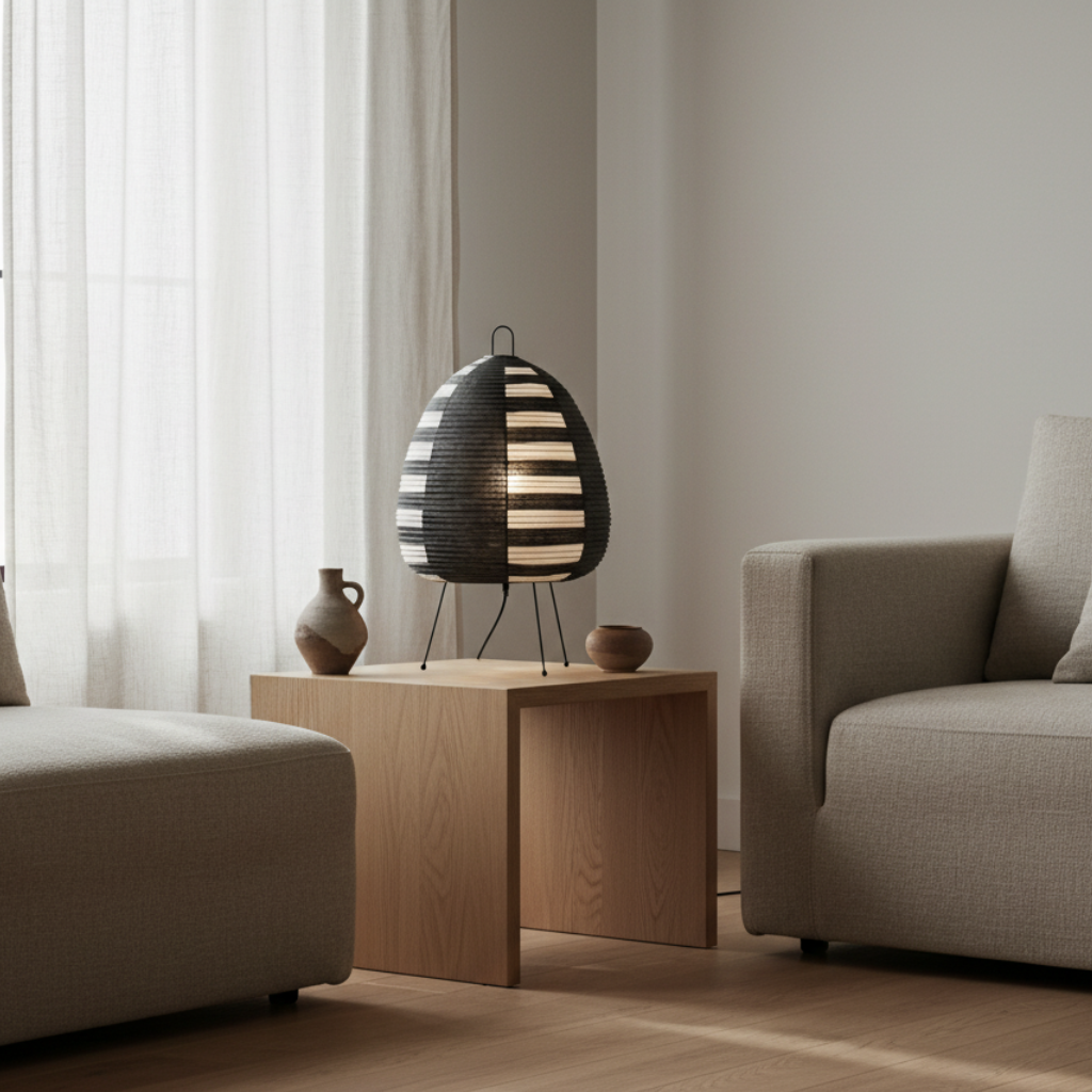 Solenrai – Lámpara de papel de arroz Wabi-Sabi para suelo y mesa