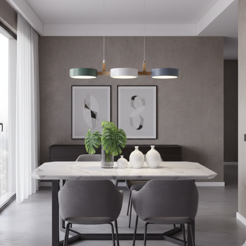 Trestra – lineární závěsné svítidlo skandinávského designu pro jídelnu a kuchyň