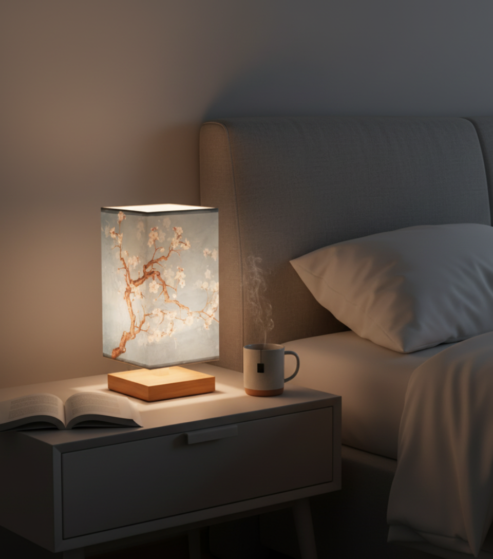 Zenora - Lampada da tavolo minimalista in bambù per scrivania da camera da letto