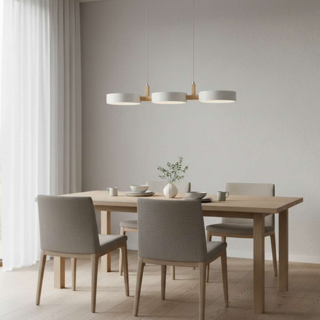Trestra – lineární závěsné svítidlo skandinávského designu pro jídelnu a kuchyň