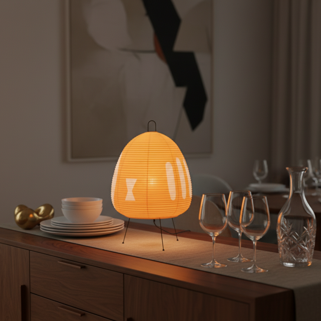Solenrai – Lámpara de papel de arroz Wabi-Sabi para suelo y mesa