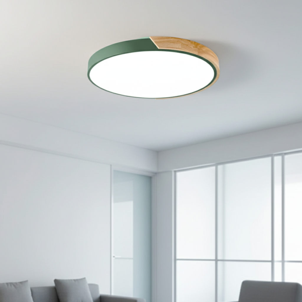 Solvani - Dřevěné stropní svítidlo zapuštěné s nastavitelným jasem v designu Japandi