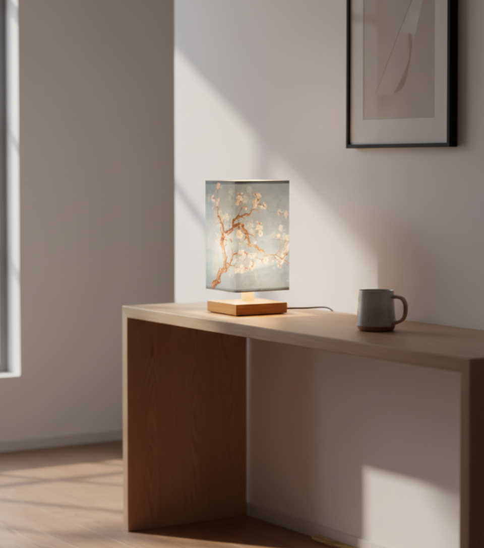 Zenora - Lampada da tavolo minimalista in bambù per scrivania da camera da letto