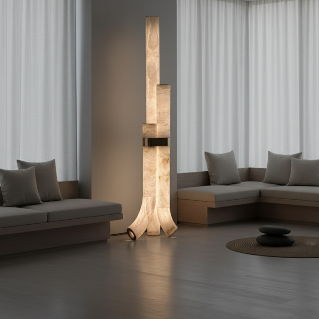 Zenthari - Elegáns, modern réz állólámpa nappaliba