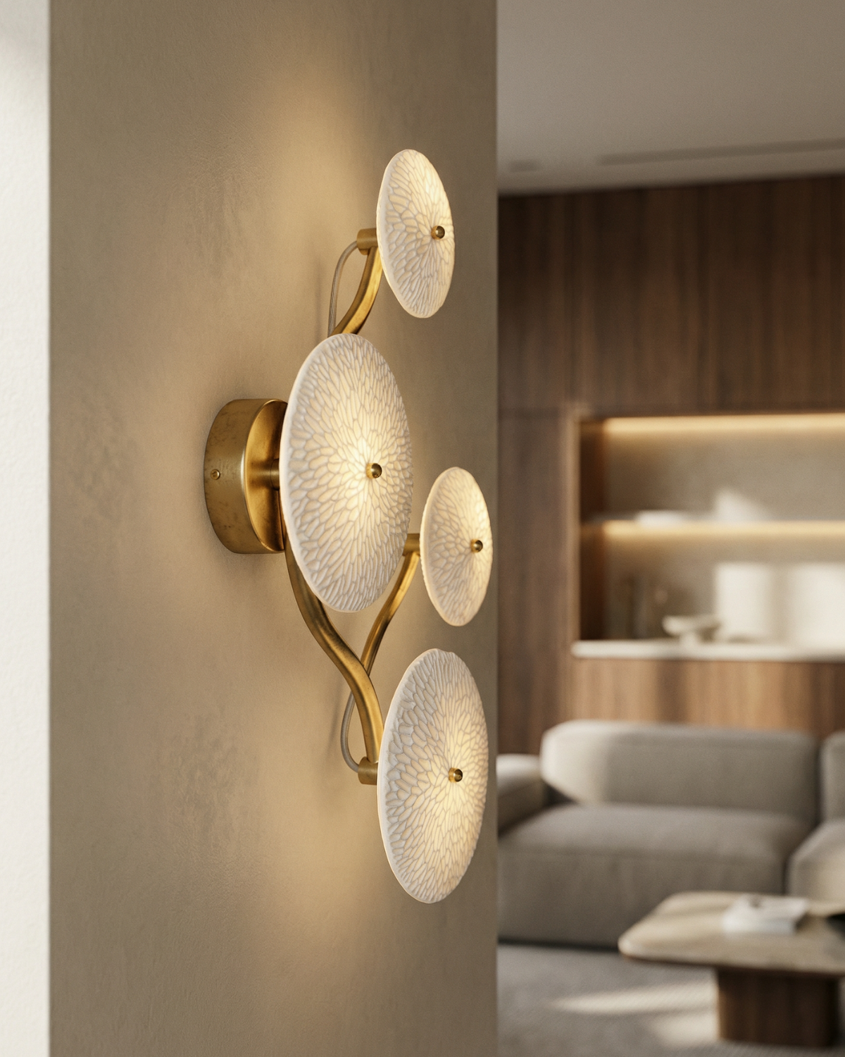 Loturelle – Lámpara de pared minimalista con pétalos escultóricos