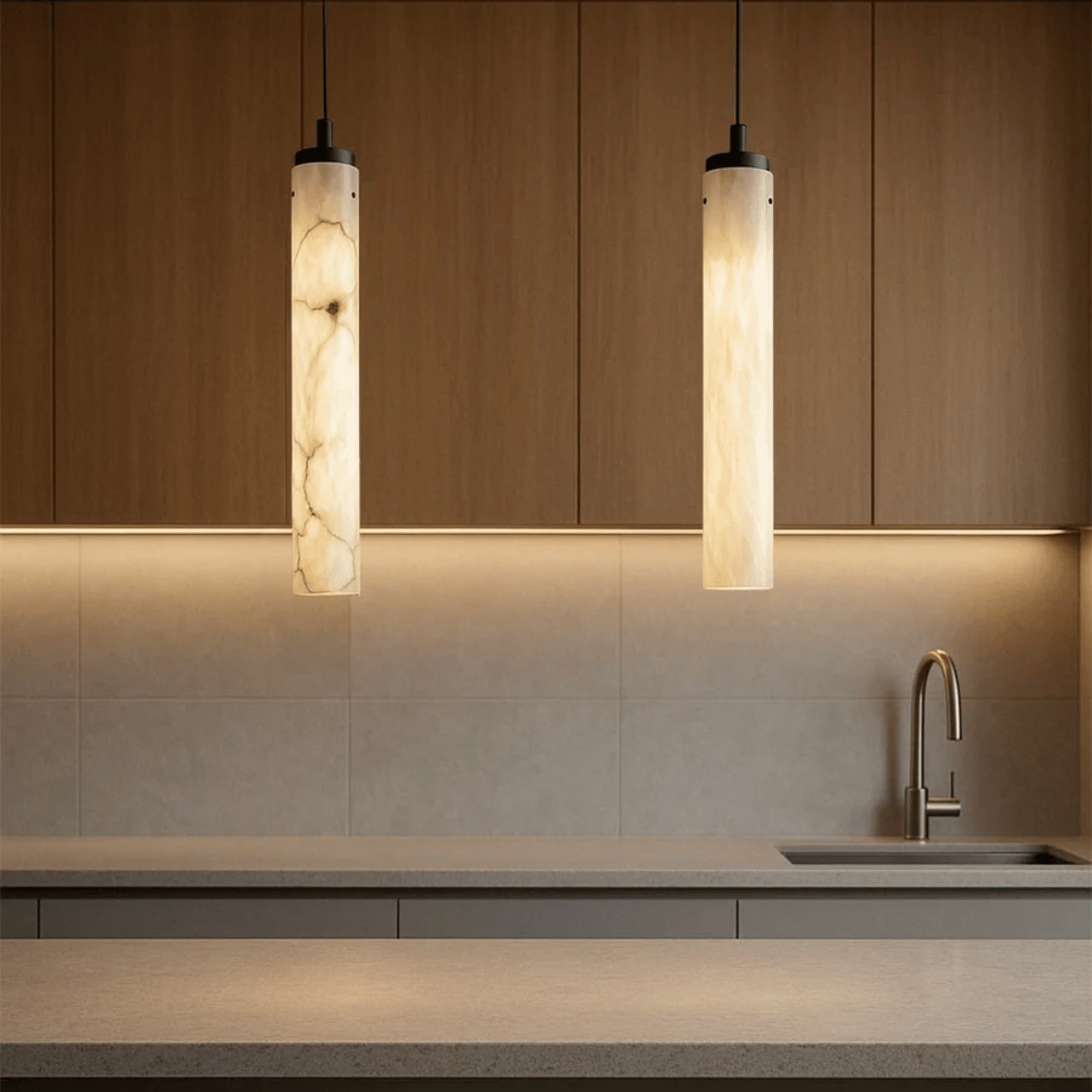 Baskorin – Suspension cylindrique en pierre noire