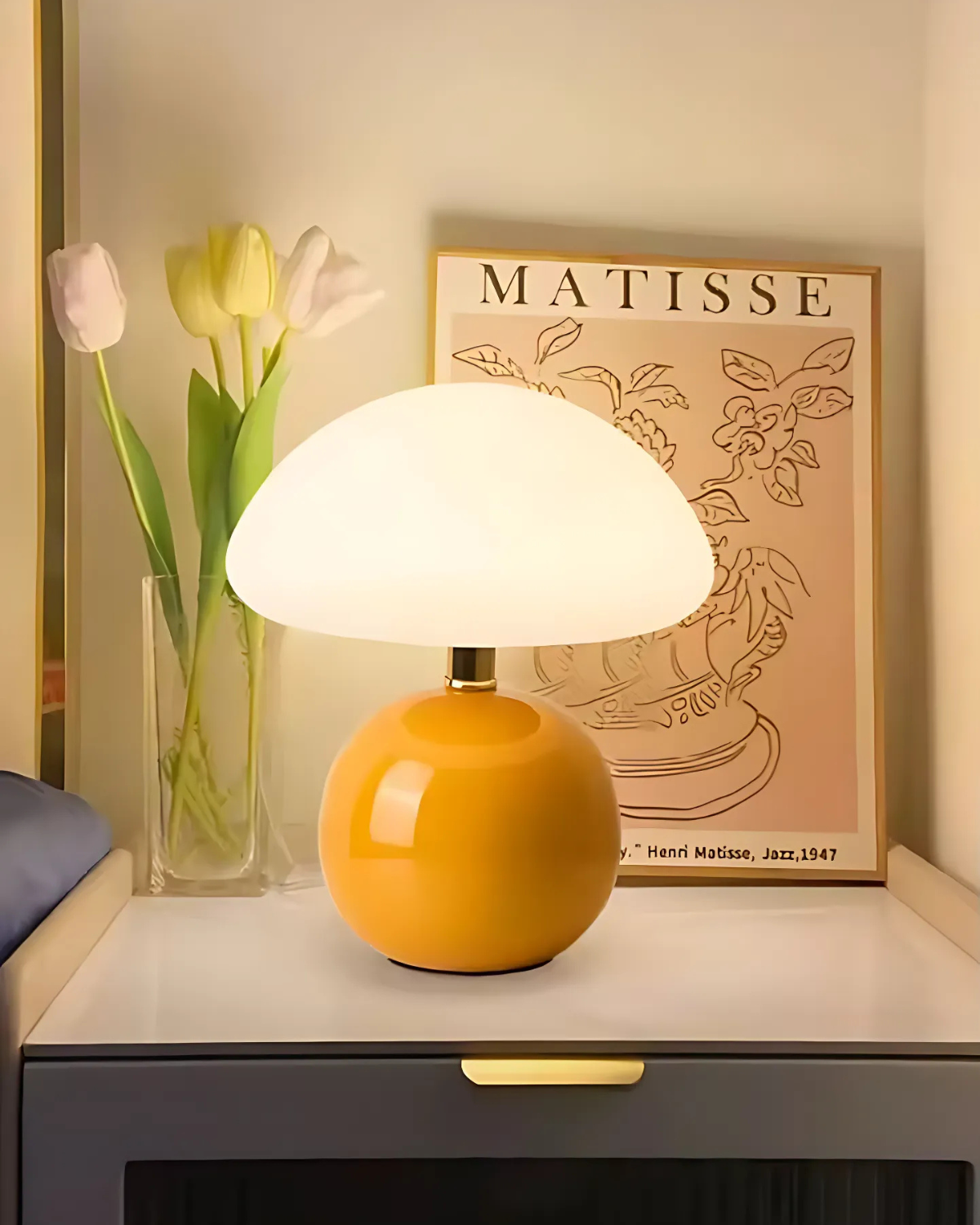 Orrynne – Lámpara de Mesa de Cerámica Elegante con Iluminación Ambiental Suave y Diseño Japandi