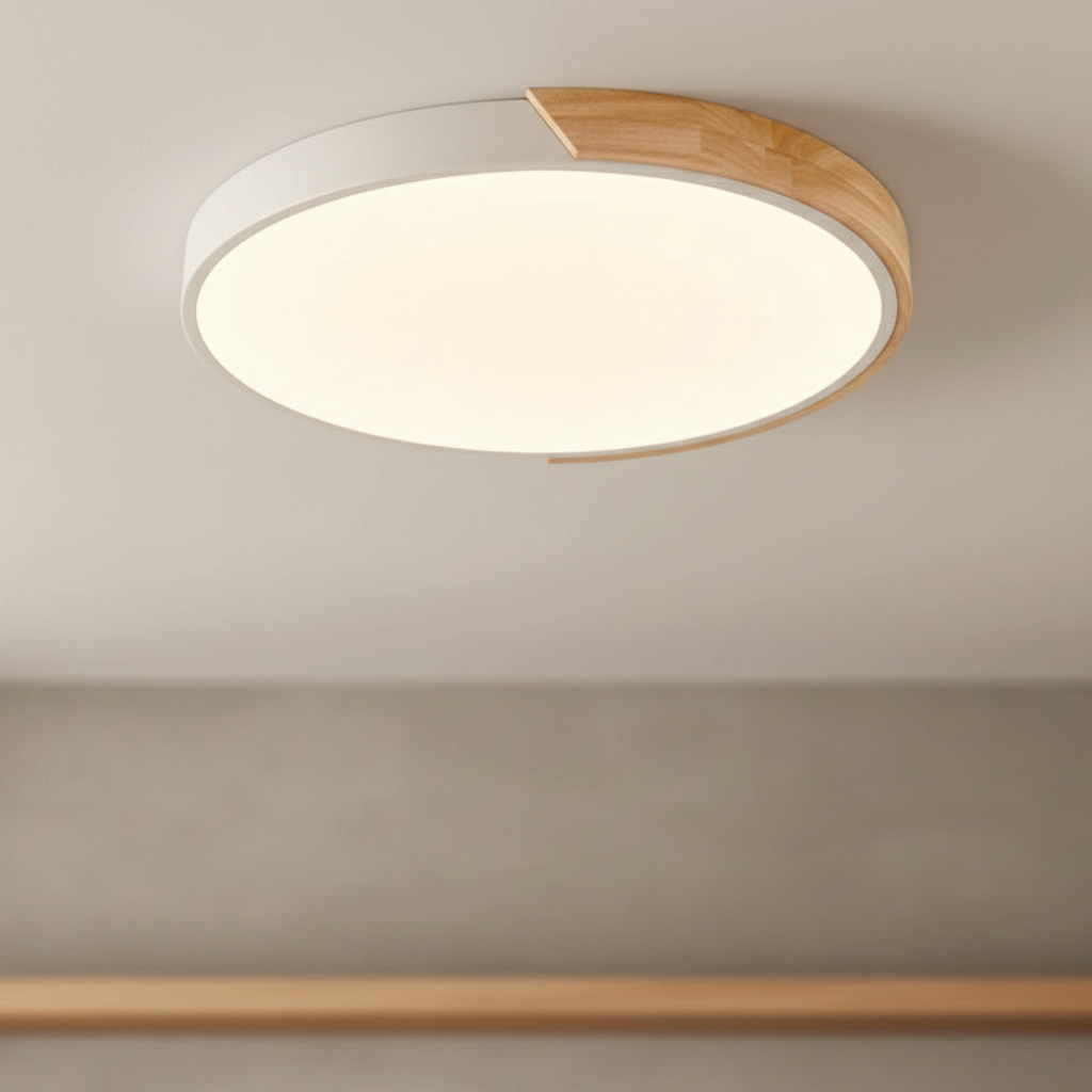 Solvani - Dřevěné stropní svítidlo zapuštěné s nastavitelným jasem v designu Japandi