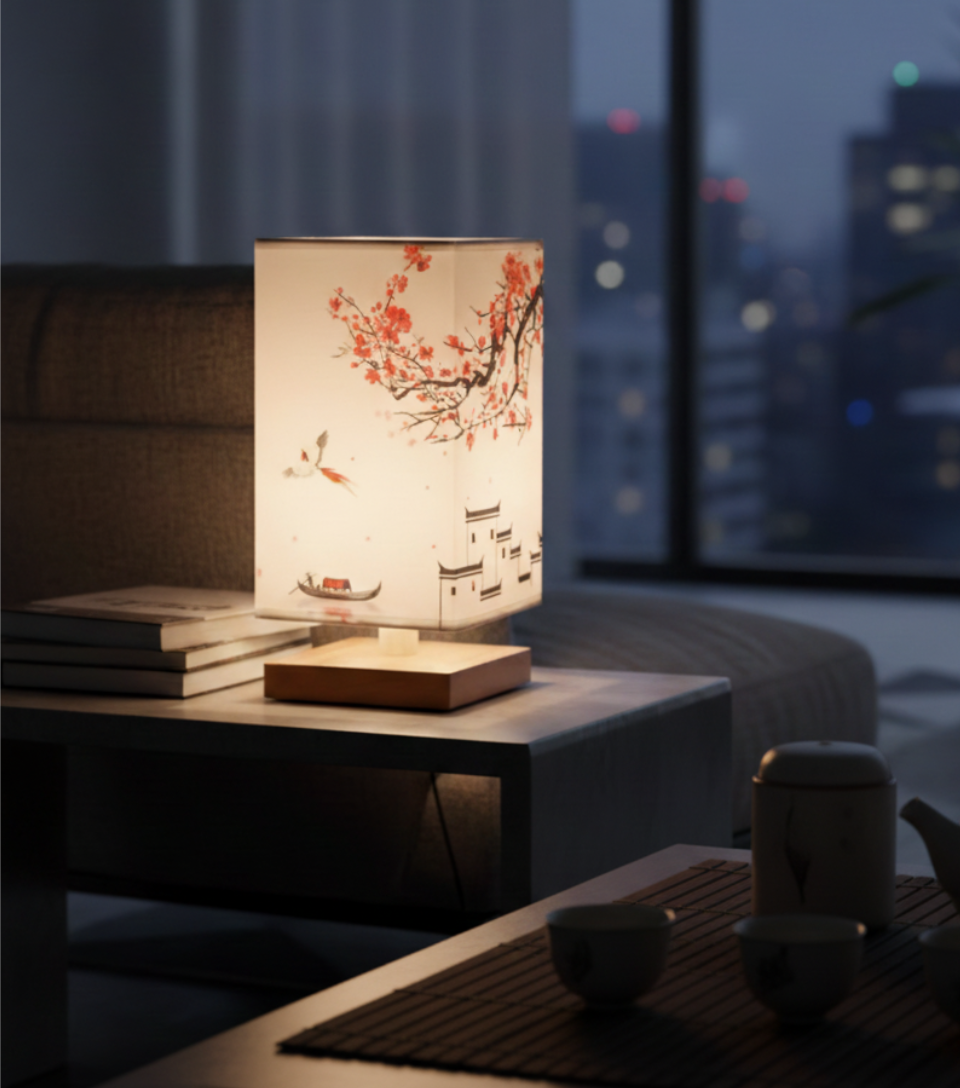 Zenora - Lampada da tavolo minimalista in bambù per scrivania da camera da letto