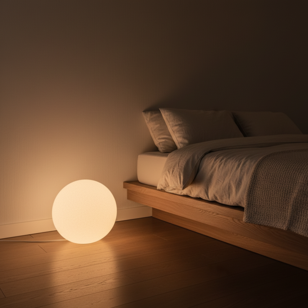 Lunaan - Lampada da terra moderna con globo in resina per soggiorno