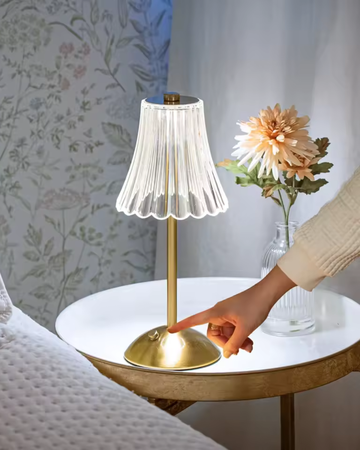 Glyntara – Lampada da Tavolo Ricaricabile con Tre Colori di Luce Regolabili