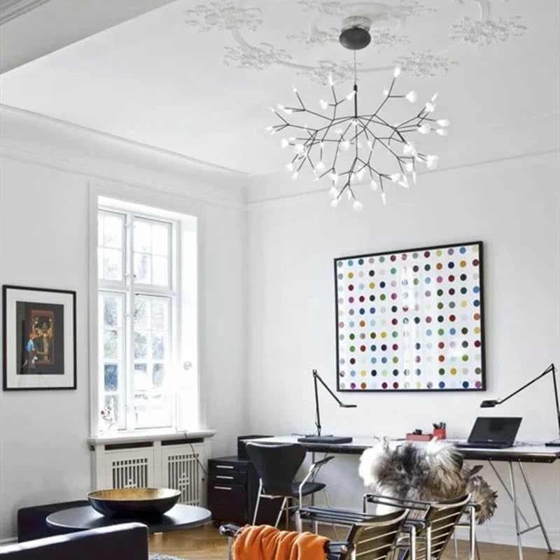 Velunara- Lámpara de araña minimalista con globo de vidrio esmerilado