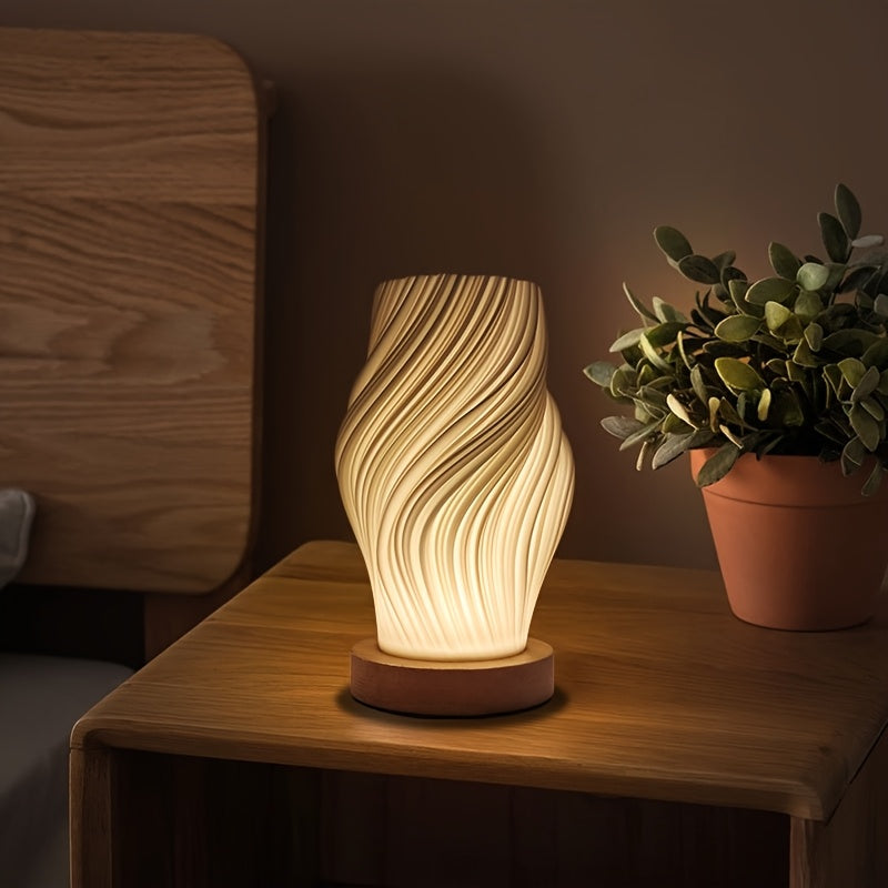 Tasela - Lampada da tavolo USB in legno con luminosità regolabile