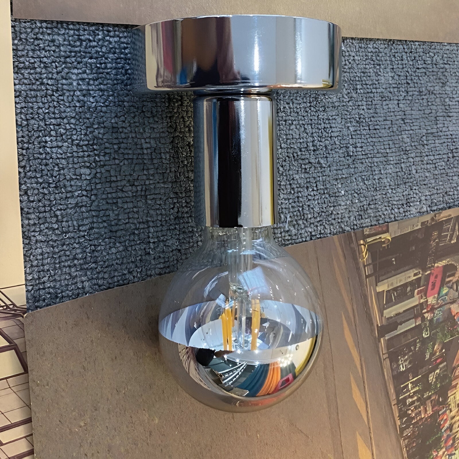 Bonnie retro železná kulatá skleněná nástěnná lampa