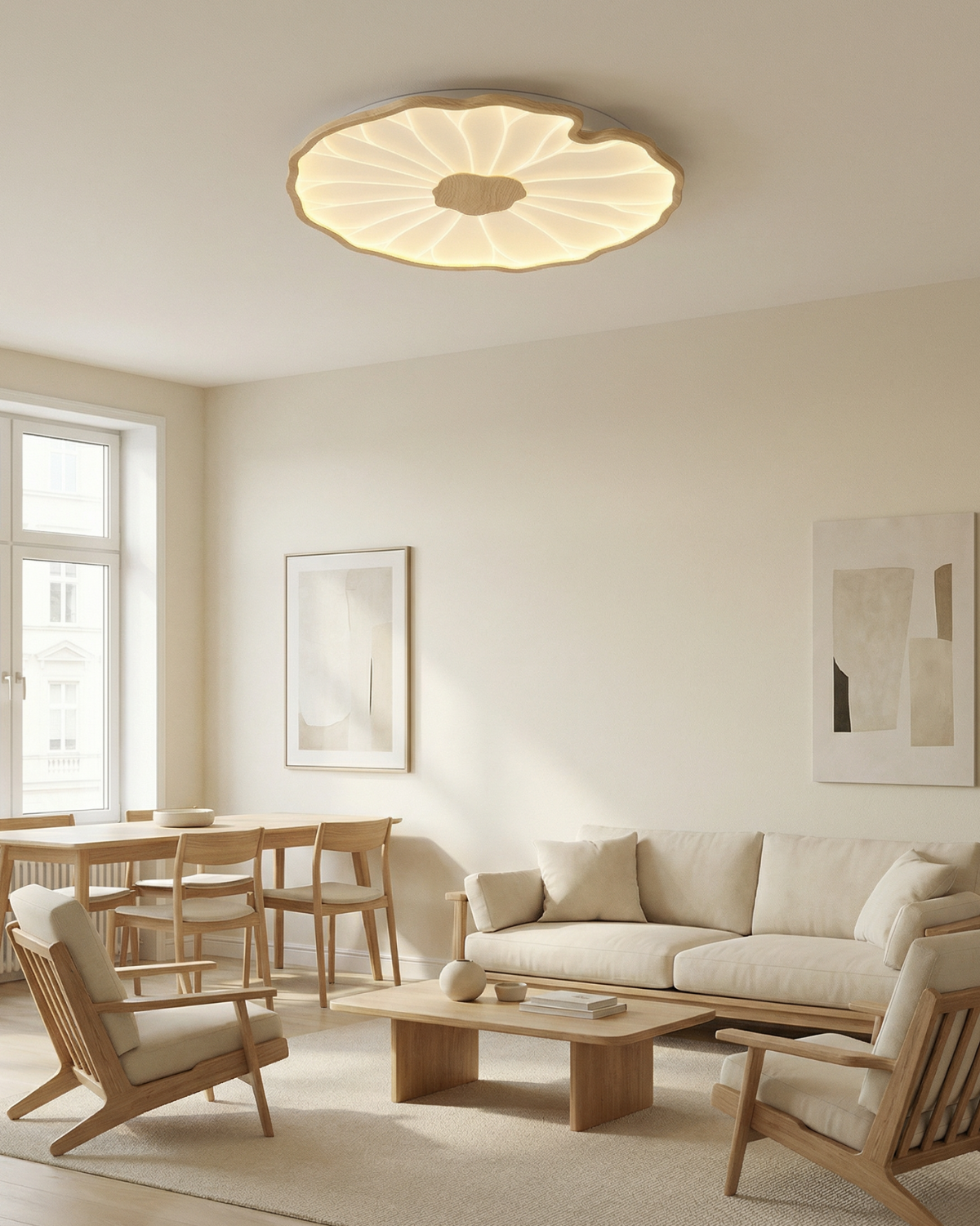 Ambrelune – Lampada da soffitto scultorea ispirata alla stella d'ambra