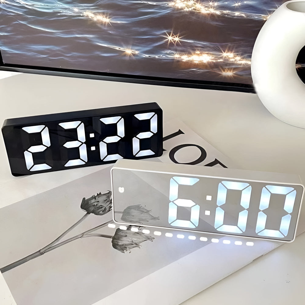 Zenvira – Orologio Sveglia Specchio LED con Temperatura e Funzione Snooze