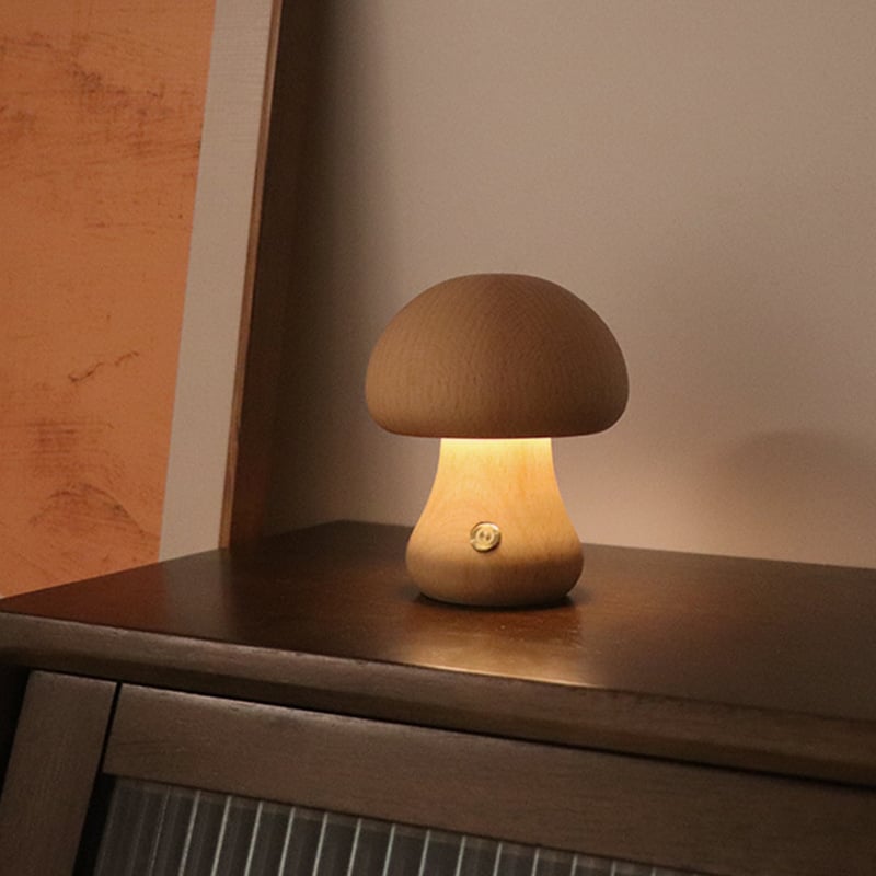 Mykora - Lampada da tavolo a fungo in legno con sensore touch