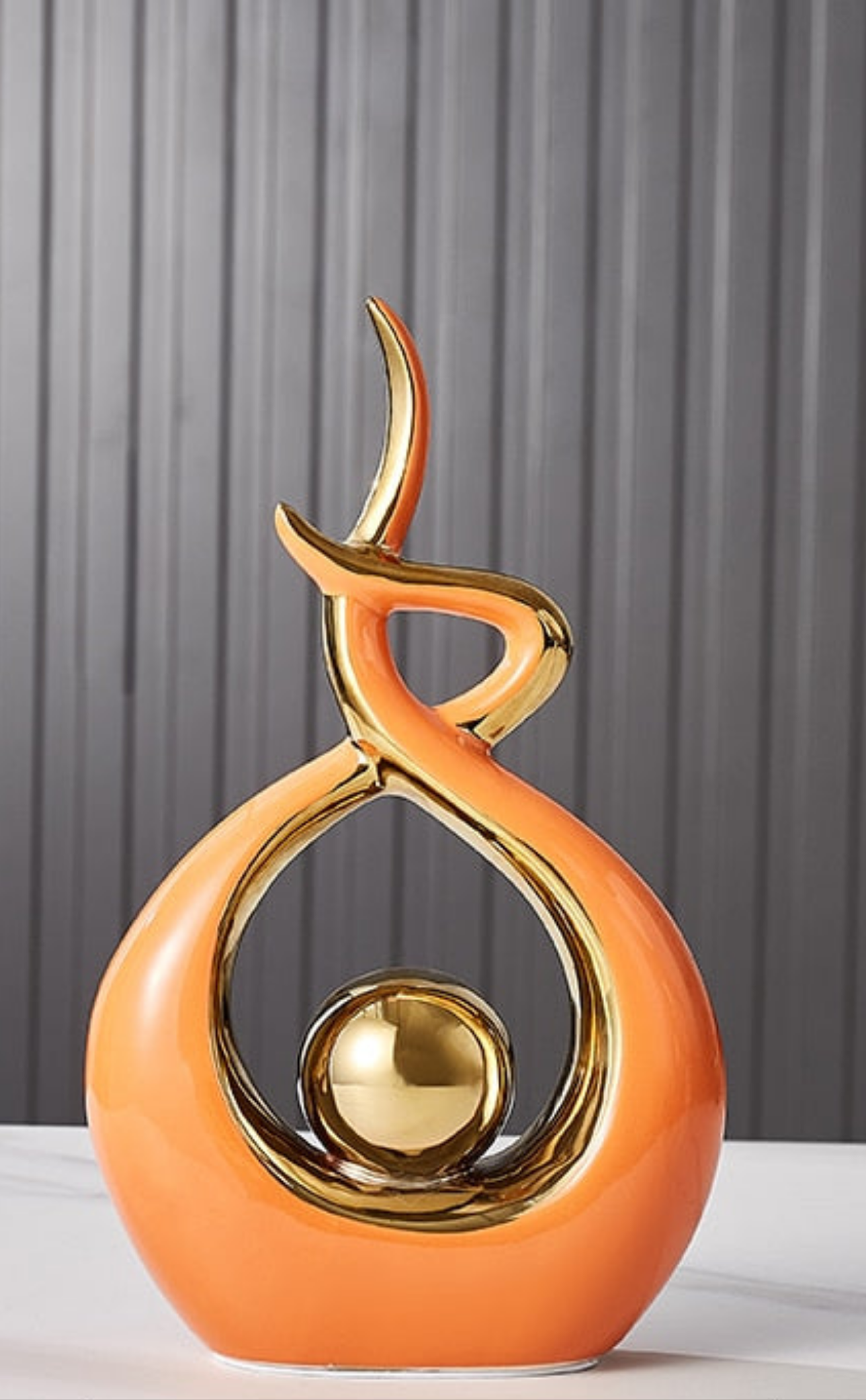 Aubelia – Ceramic Abstract Sculpture with Gold Accents