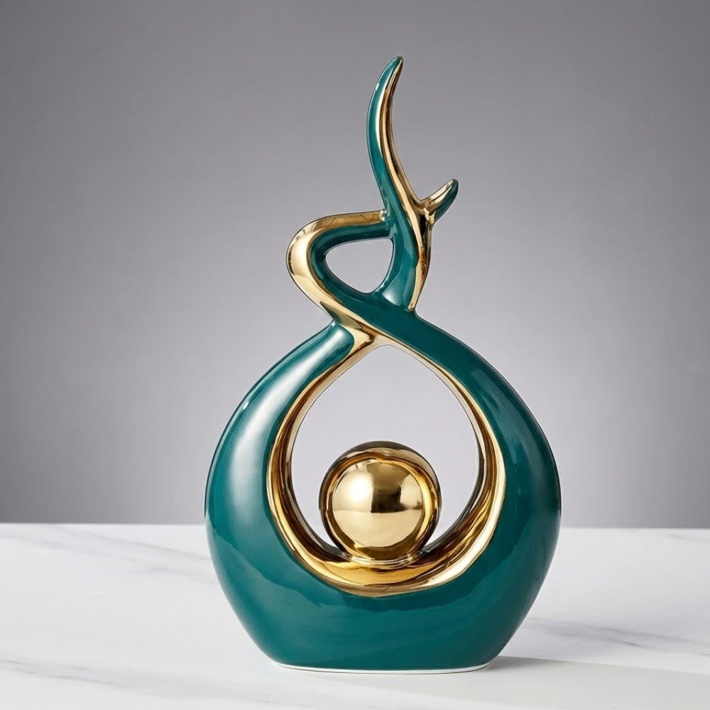 Aubelia – Ceramic Abstract Sculpture with Gold Accents