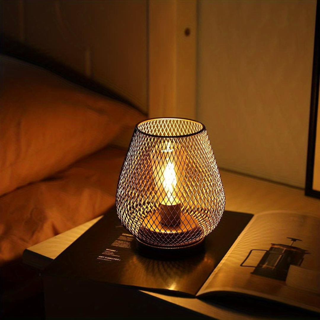 Avenora – Lampe de Table en Métal à Maille Rechargeable Sans Fil LED Blanc Chaud