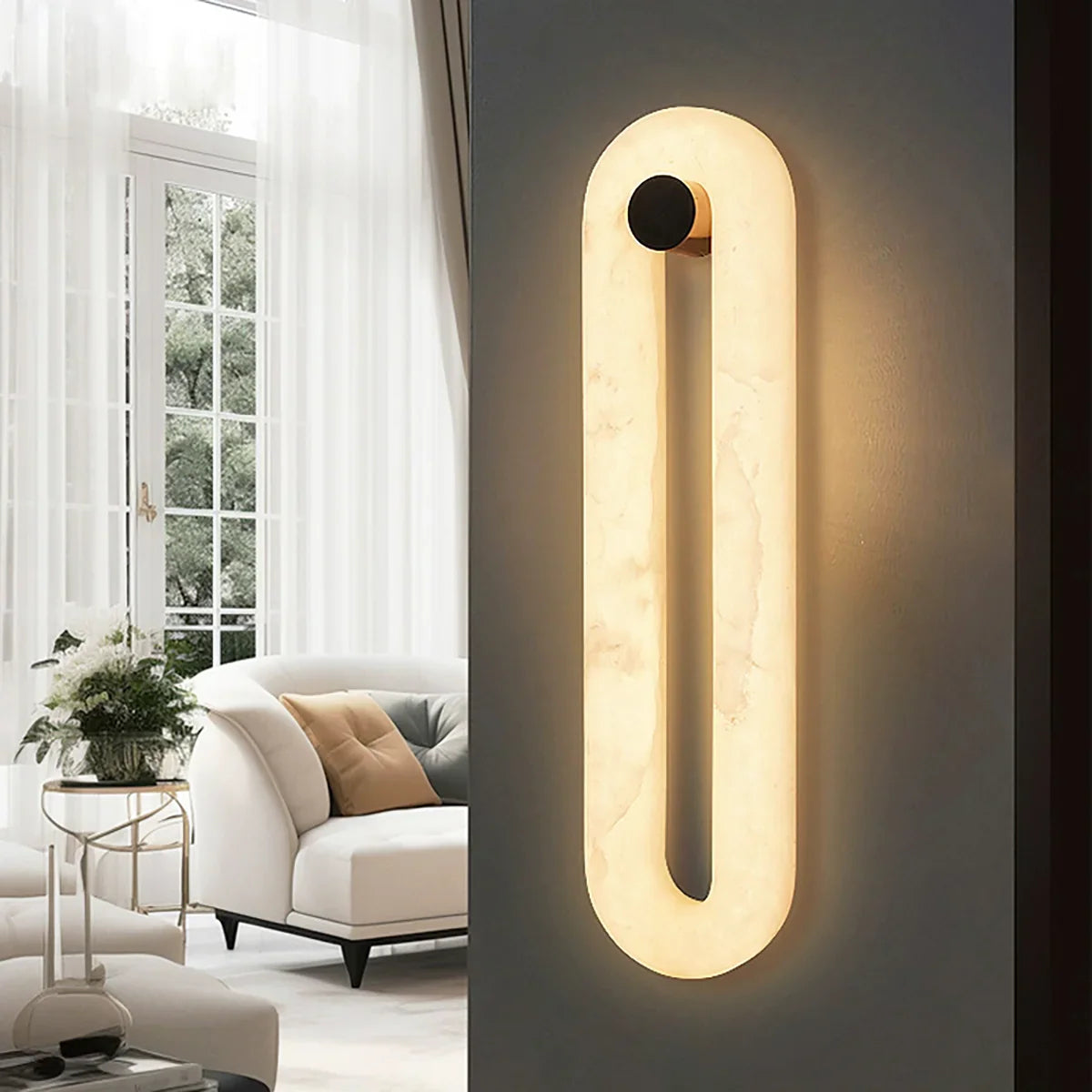 Ellavure – Alabaster Minimalist Elliptical Wall Light
