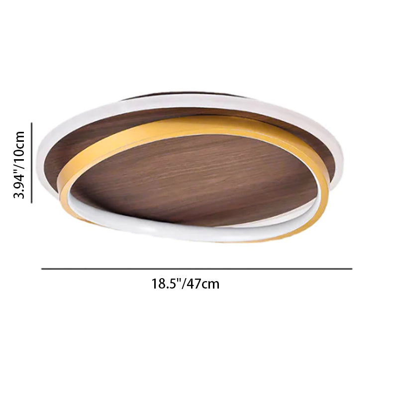 Conrain - Lámpara de techo LED circular nórdica con veta de nogal