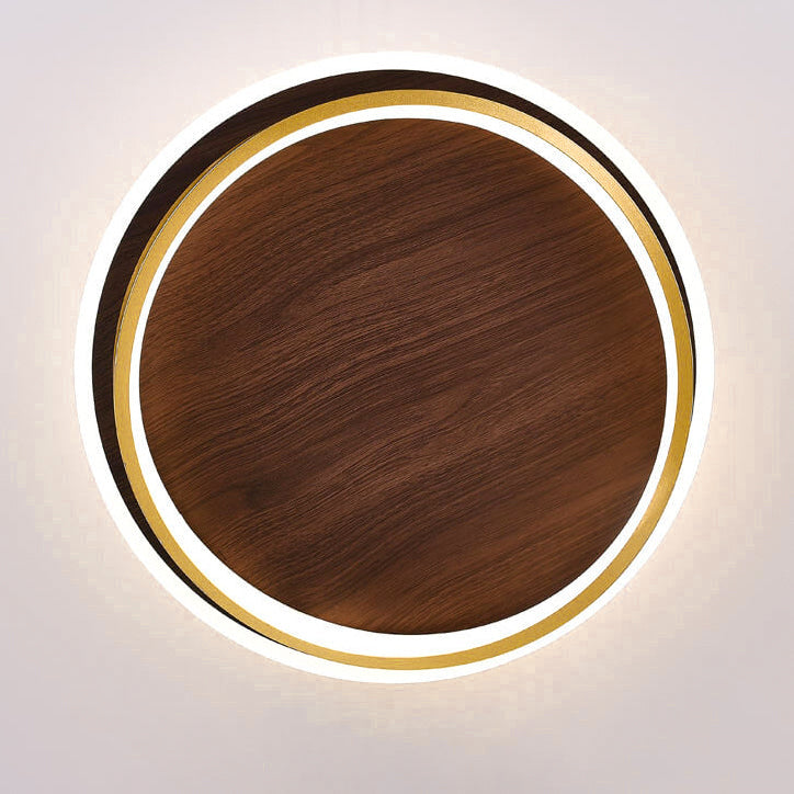 Conrain - Lámpara de techo LED circular nórdica con veta de nogal