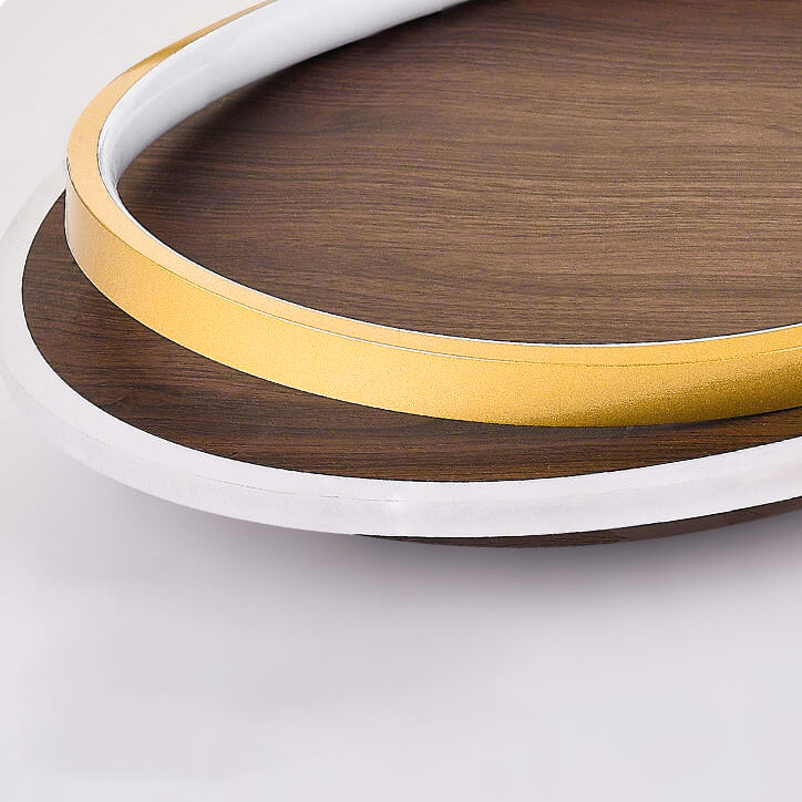 Conrain - Lámpara de techo LED circular nórdica con veta de nogal