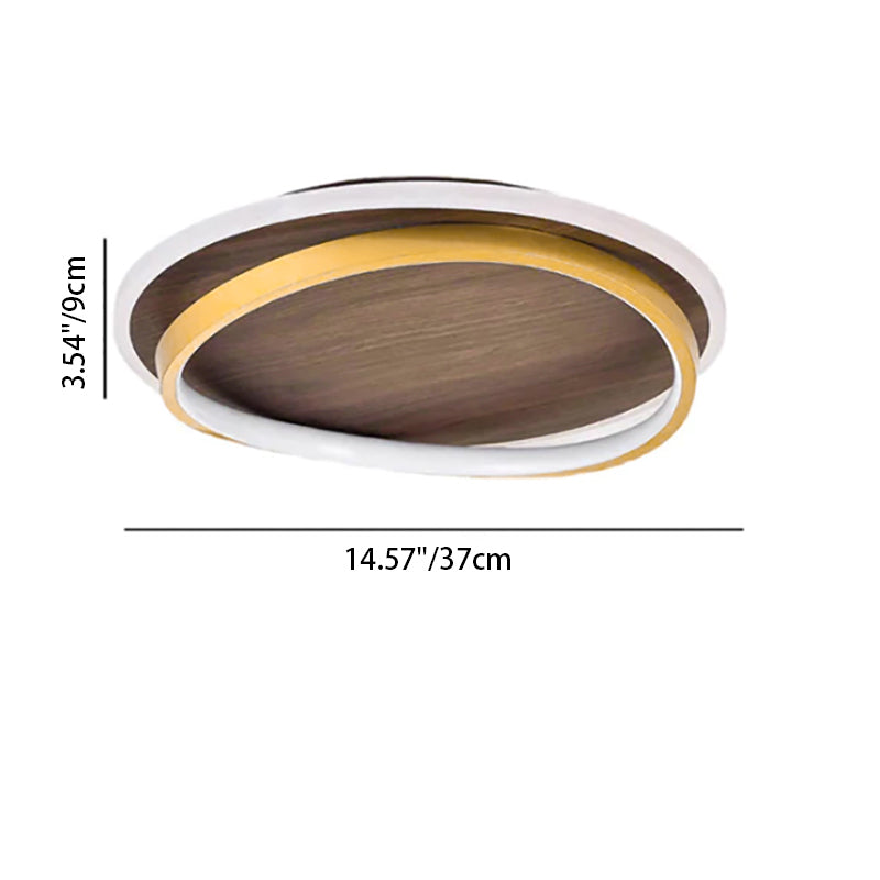Conrain - Lámpara de techo LED circular nórdica con veta de nogal