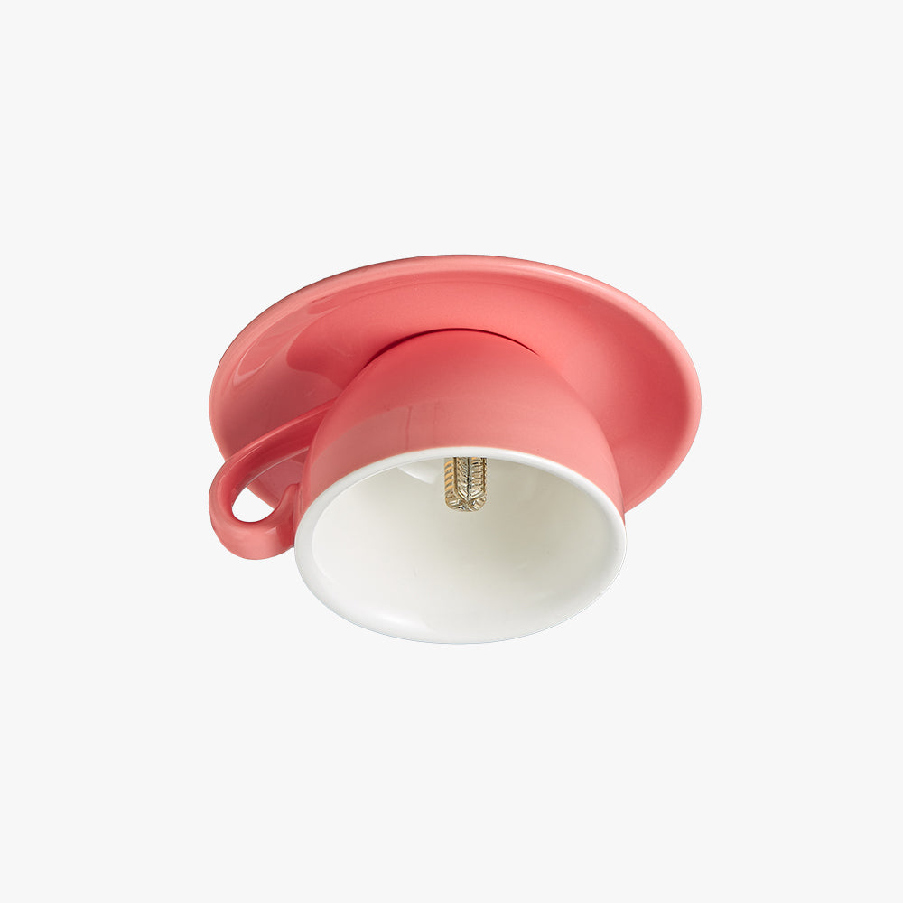 Valentin – Modern Ceiling Light Ceramic Coffee Cup Design Blue Pink Yellow