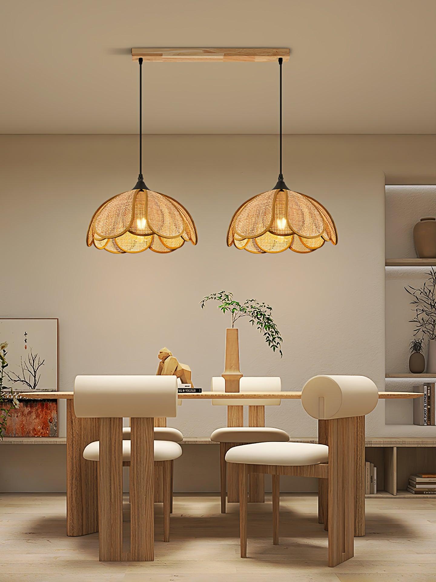 Eurvion - Rattan szövet függeszték lámpa
