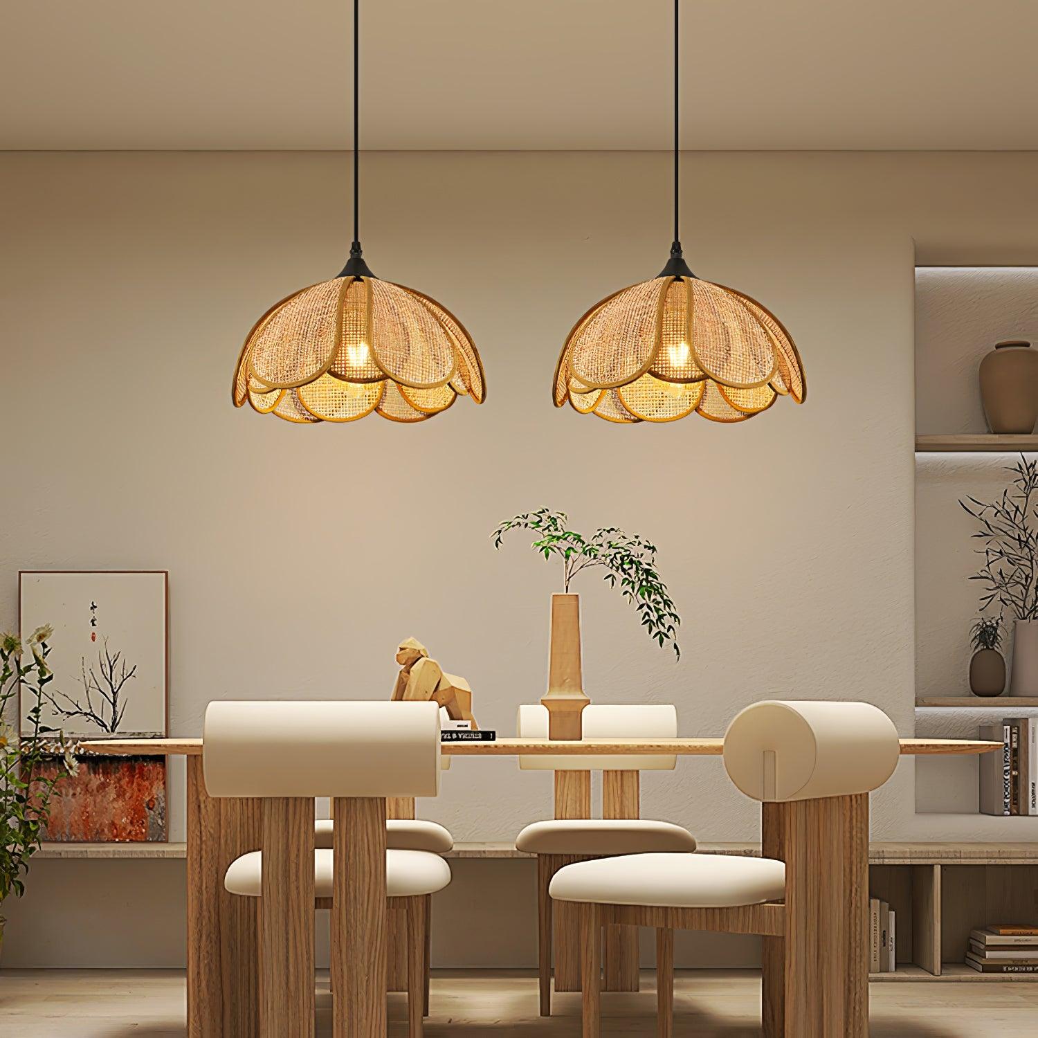 Eurvion - Rattan szövet függeszték lámpa