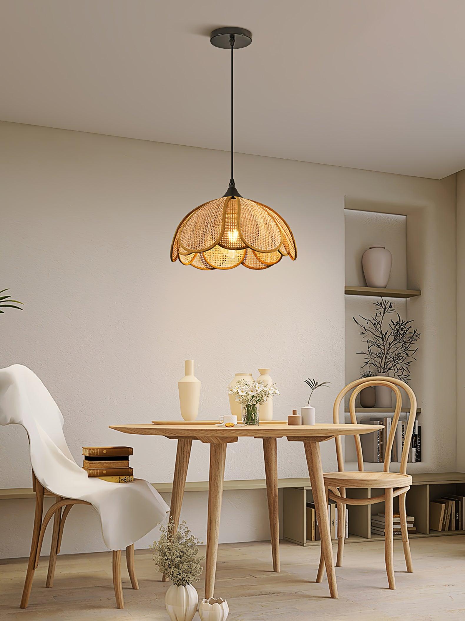 Eurvion - Rattan szövet függeszték lámpa