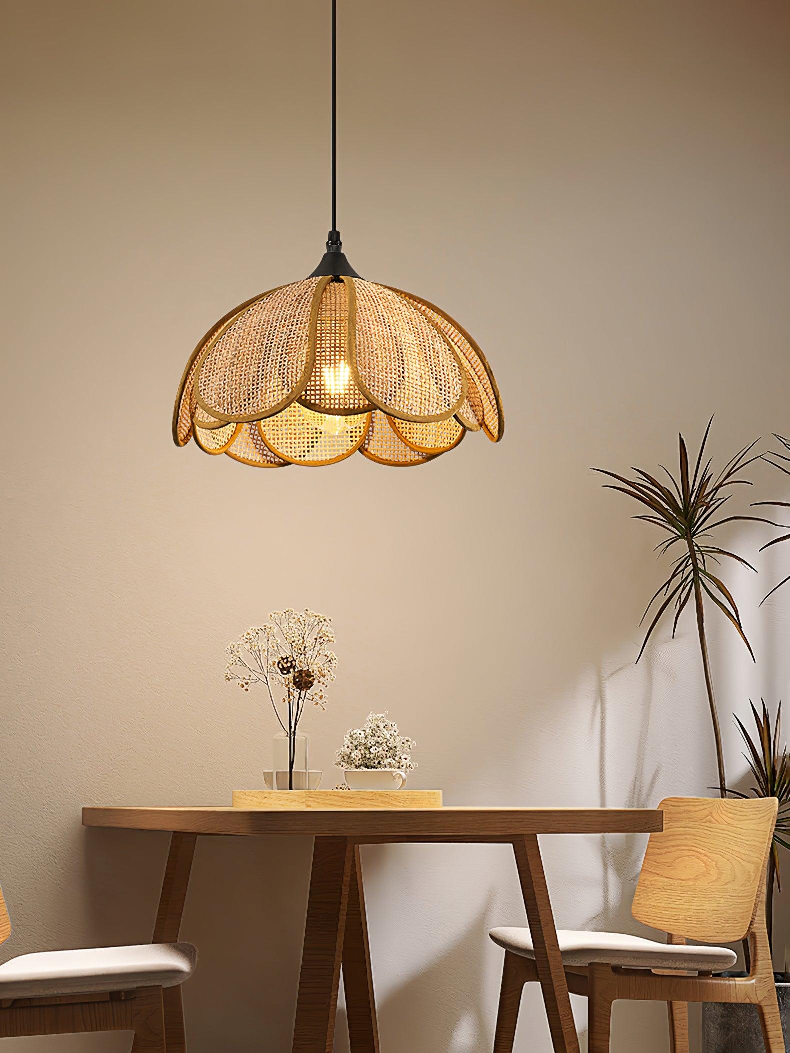Eurvion - Rattan szövet függeszték lámpa