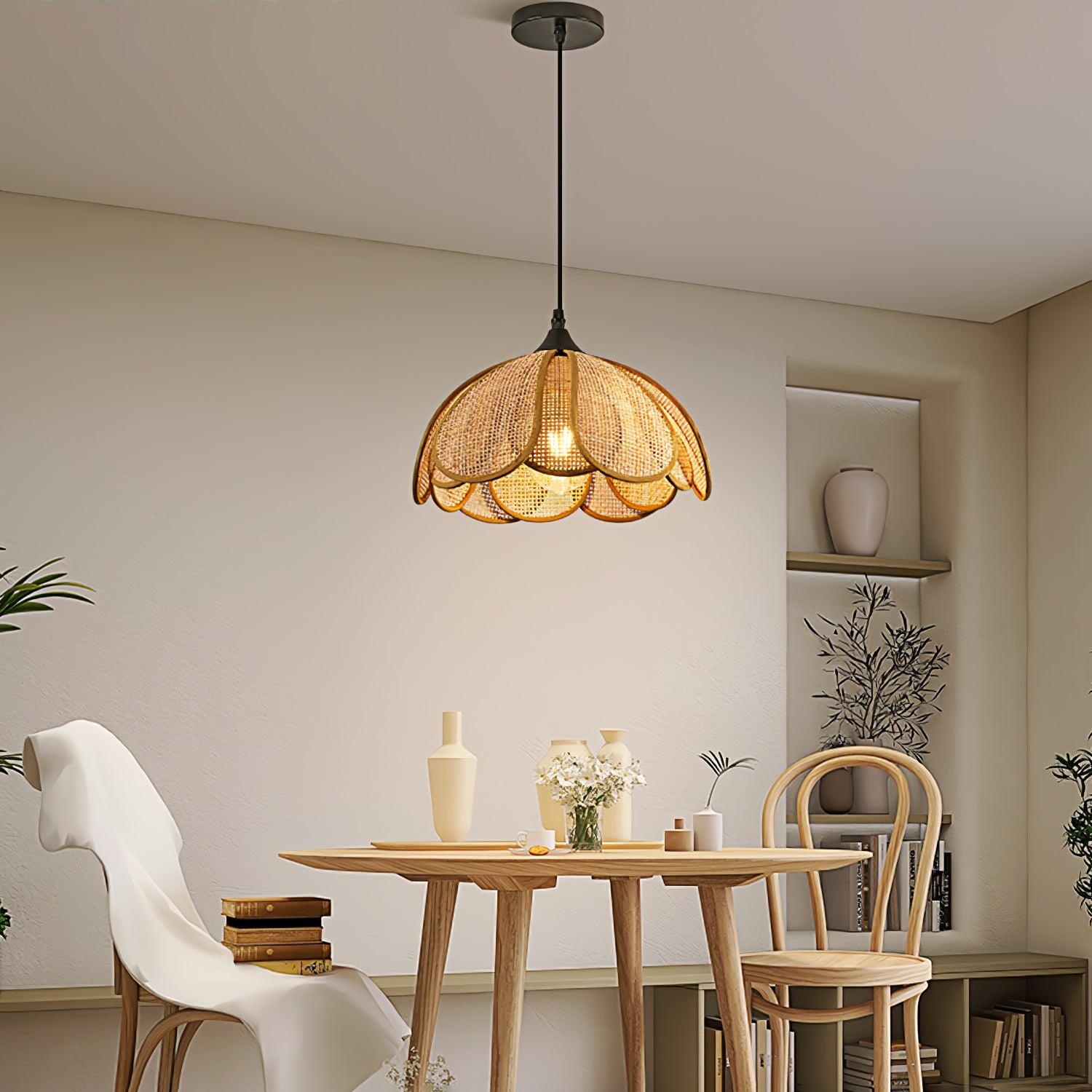 Eurvion - Rattan szövet függeszték lámpa