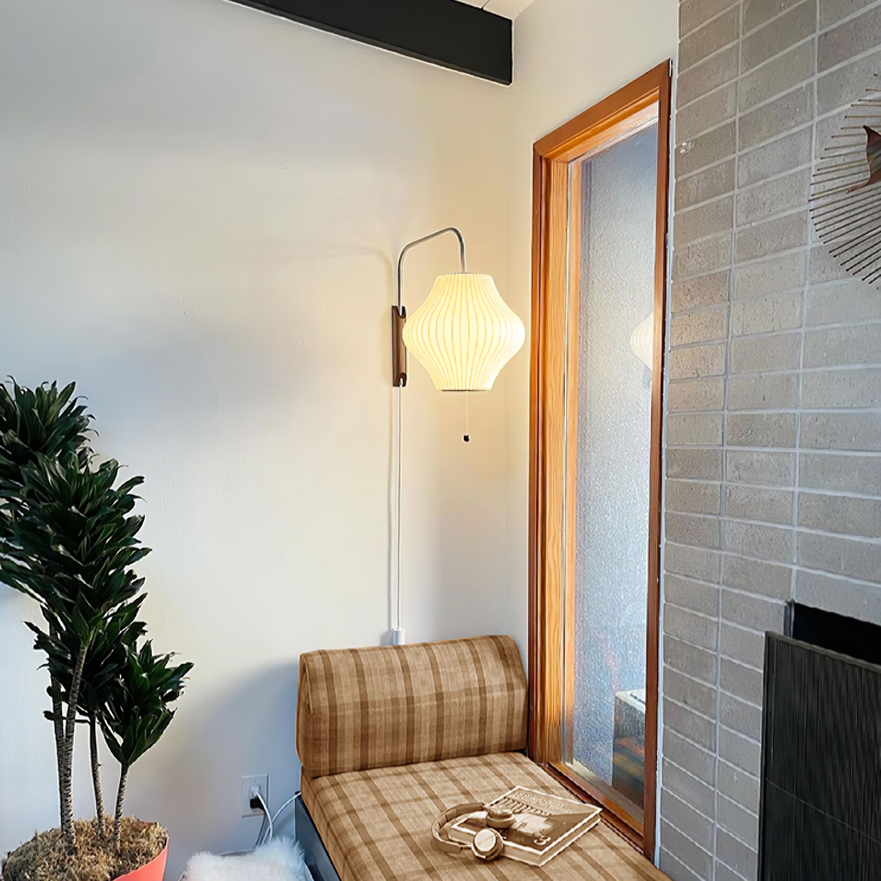 Norvane – nástěnná lampa z ořechového dřeva a kovu ve stylu poloviny století, E26 E27, vnitřní osvětlení