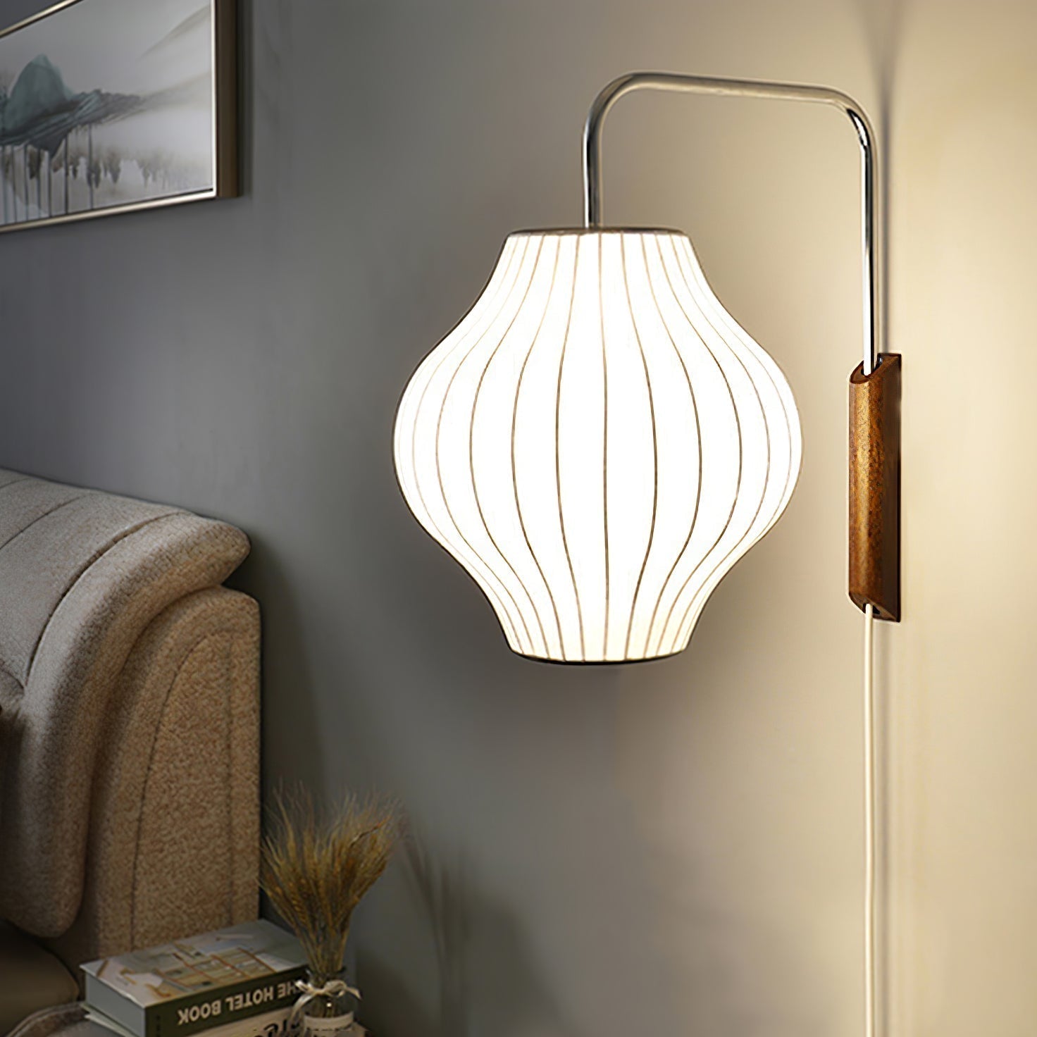 Norvane – nástěnná lampa z ořechového dřeva a kovu ve stylu poloviny století, E26 E27, vnitřní osvětlení