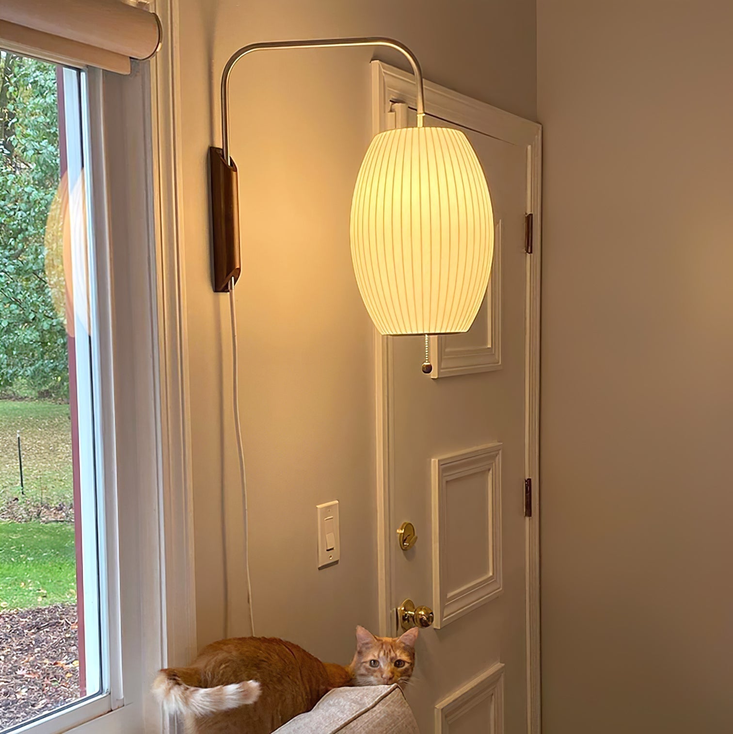 Norvane – nástěnná lampa z ořechového dřeva a kovu ve stylu poloviny století, E26 E27, vnitřní osvětlení