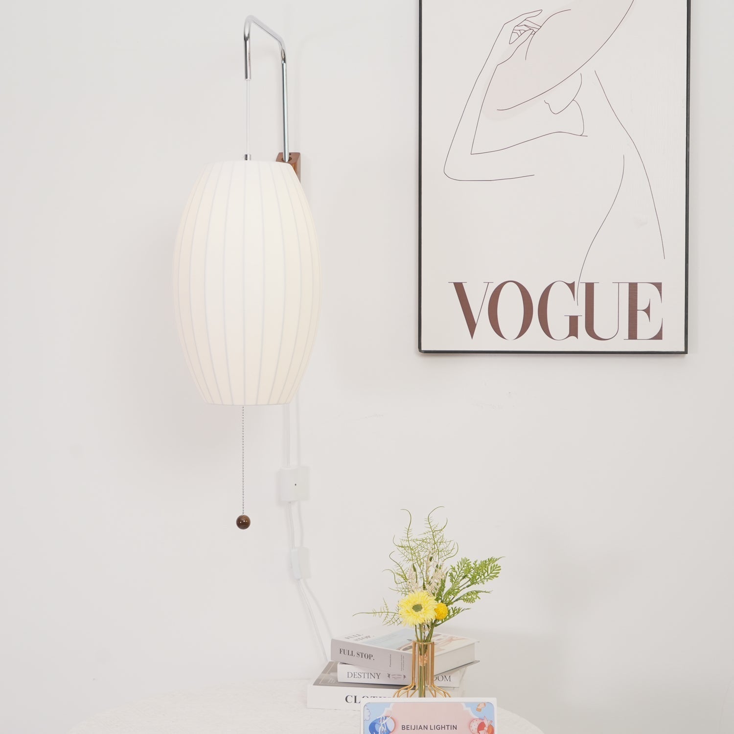 Norvane – nástěnná lampa z ořechového dřeva a kovu ve stylu poloviny století, E26 E27, vnitřní osvětlení