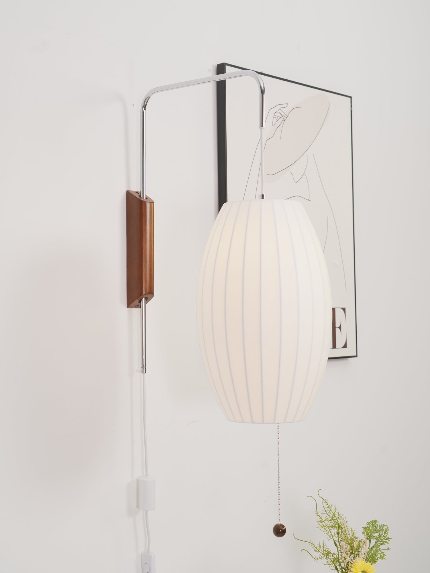 Norvane – nástěnná lampa z ořechového dřeva a kovu ve stylu poloviny století, E26 E27, vnitřní osvětlení