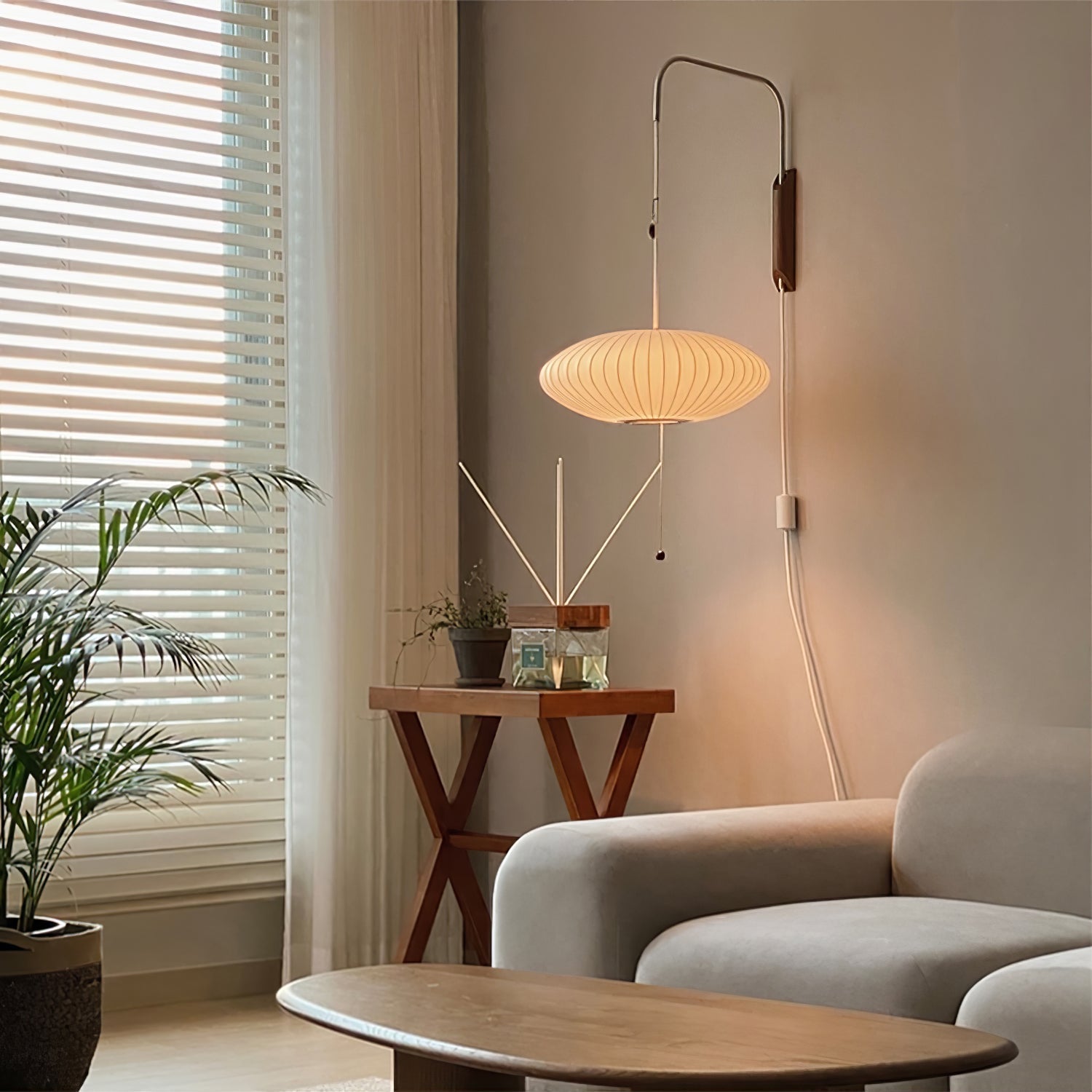 Norvane – nástěnná lampa z ořechového dřeva a kovu ve stylu poloviny století, E26 E27, vnitřní osvětlení
