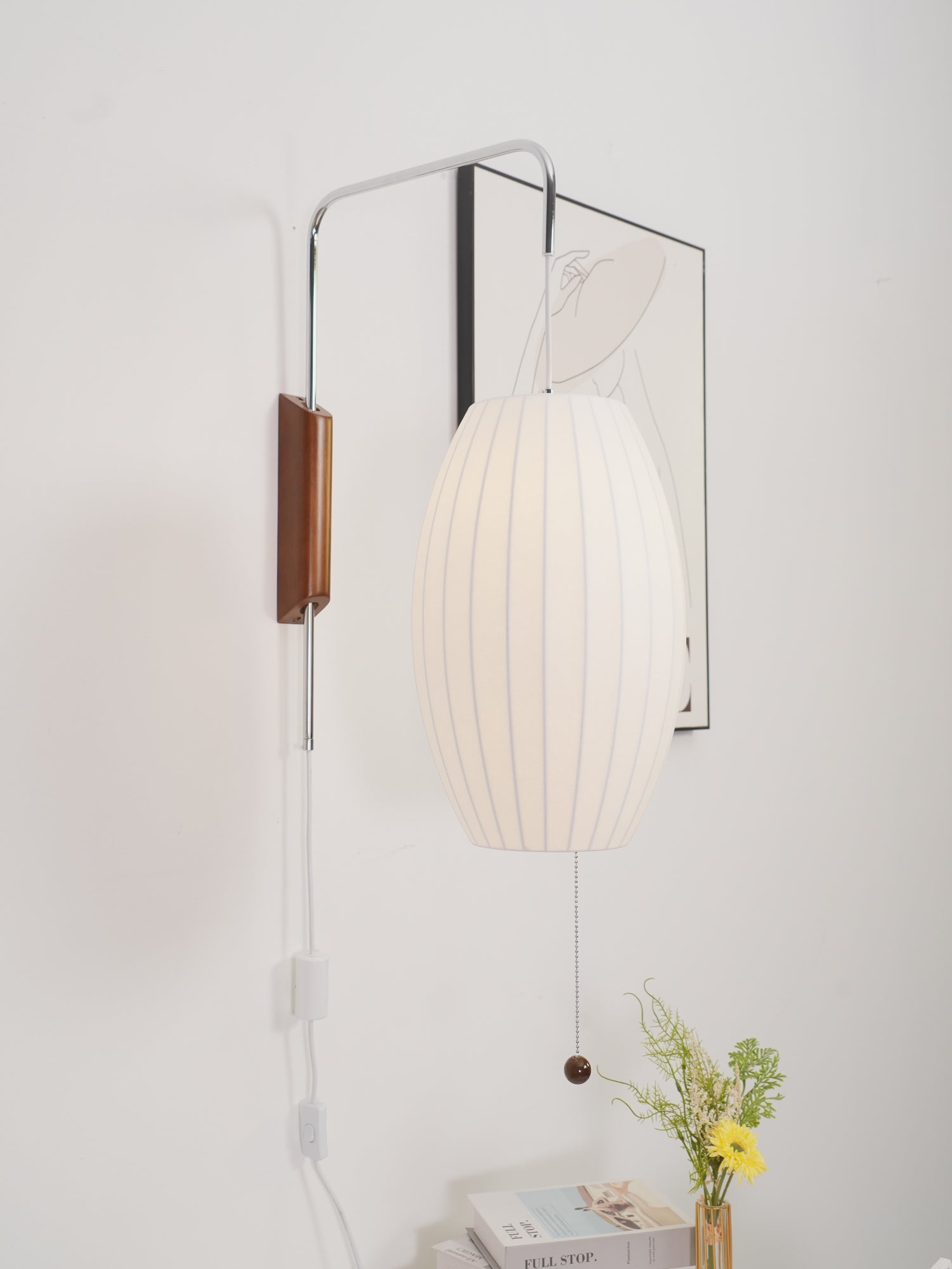 Norvane – nástěnná lampa z ořechového dřeva a kovu ve stylu poloviny století, E26 E27, vnitřní osvětlení