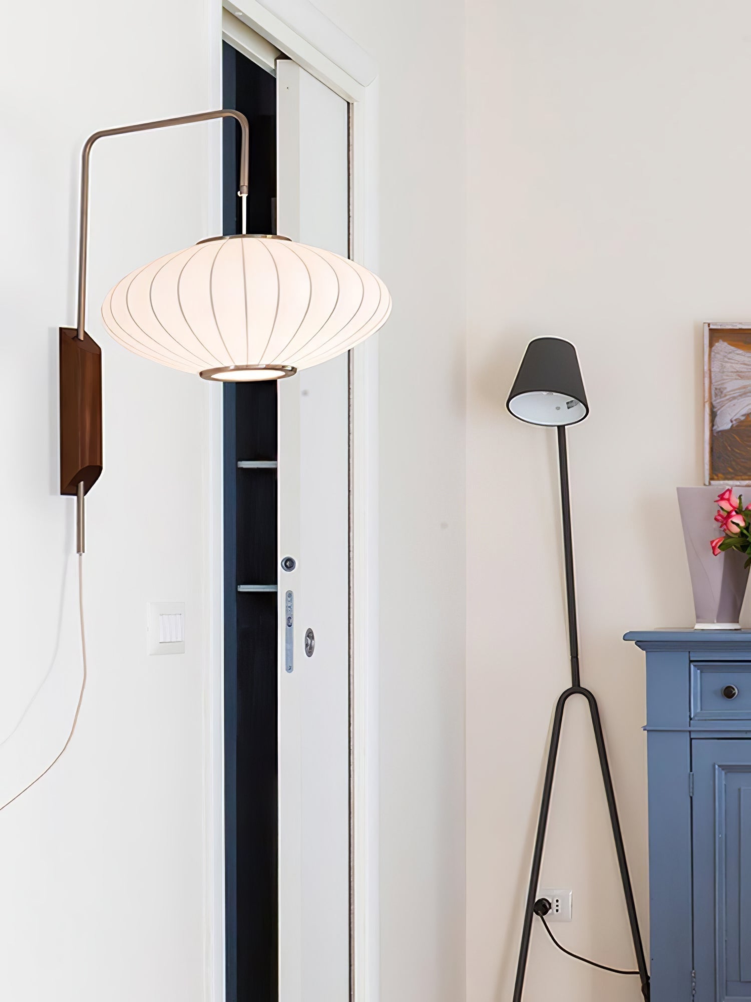 Norvane – nástěnná lampa z ořechového dřeva a kovu ve stylu poloviny století, E26 E27, vnitřní osvětlení