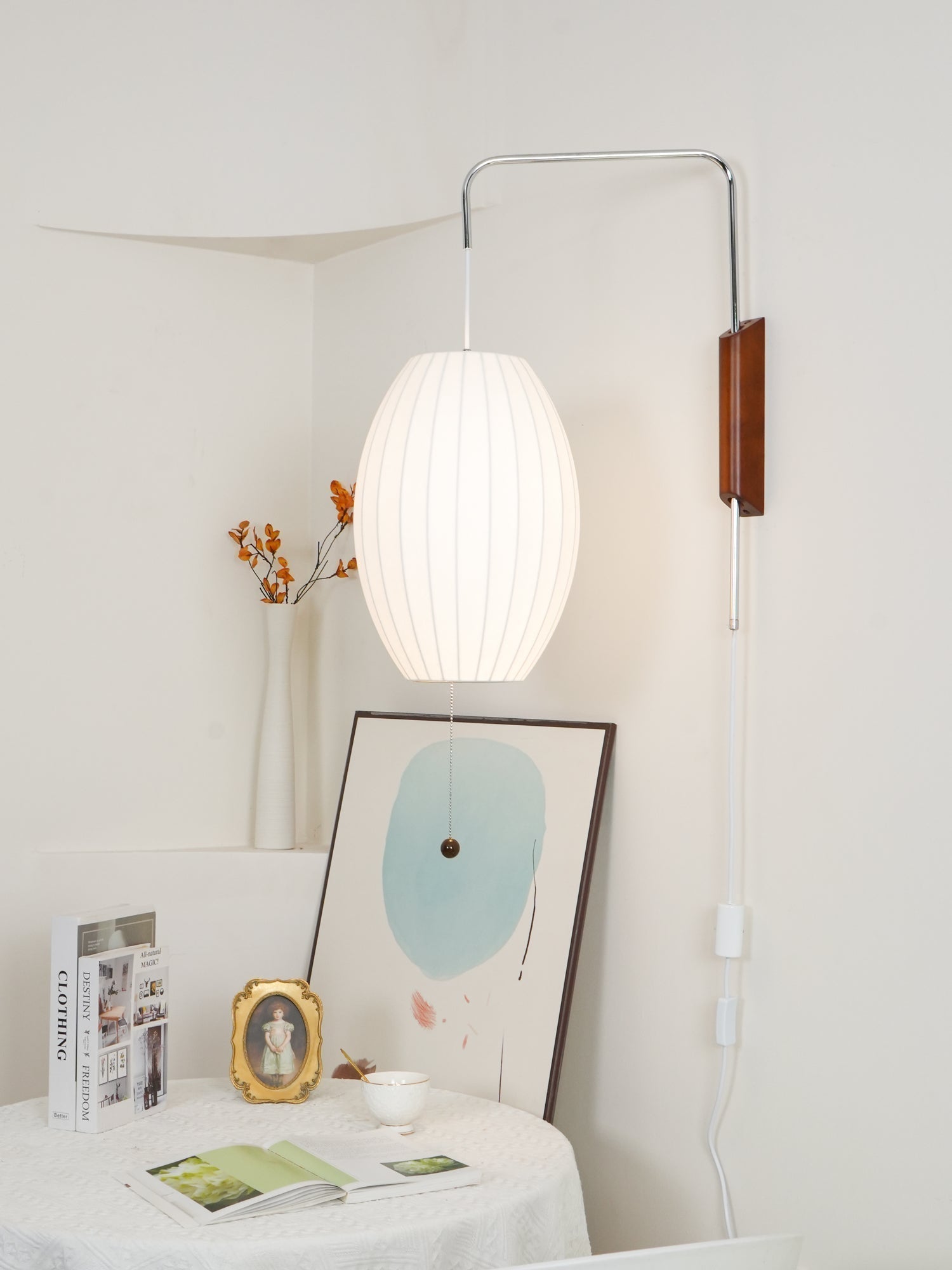 Norvane – nástěnná lampa z ořechového dřeva a kovu ve stylu poloviny století, E26 E27, vnitřní osvětlení
