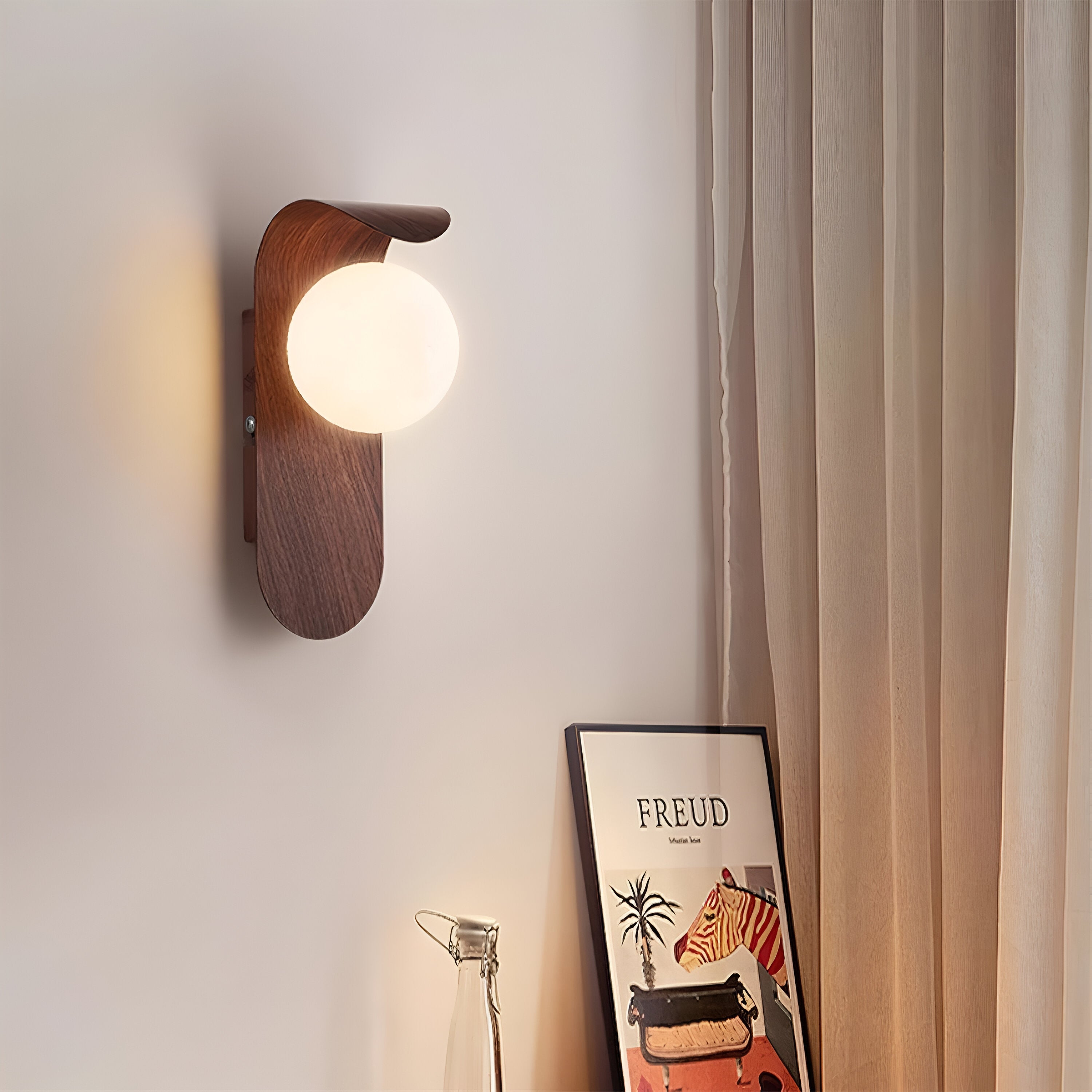 Veyrona – Applique murale en fer et bois minimaliste nordique avec éclairage LED