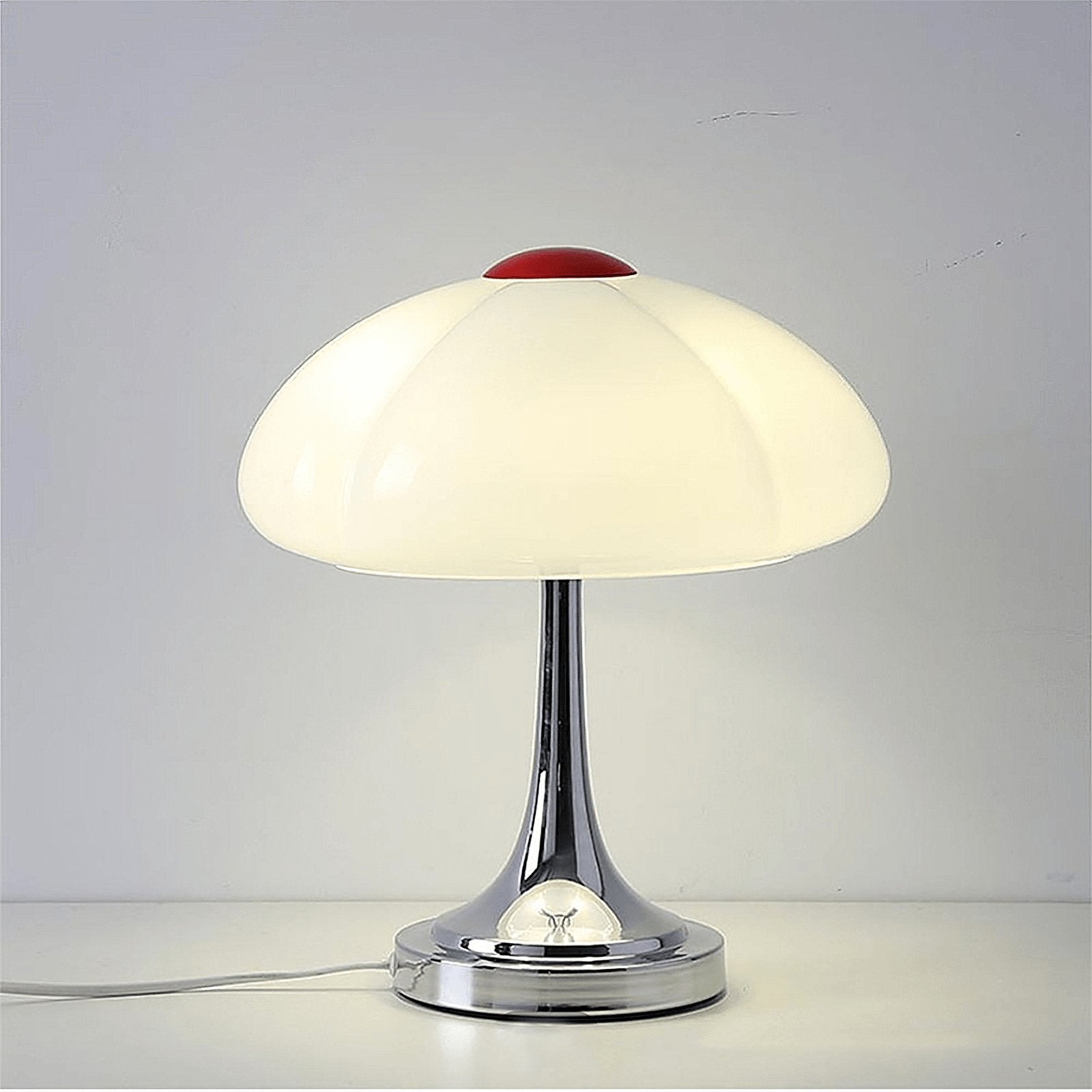 Lunari – Lampada da tavolo contemporanea con finitura cromata