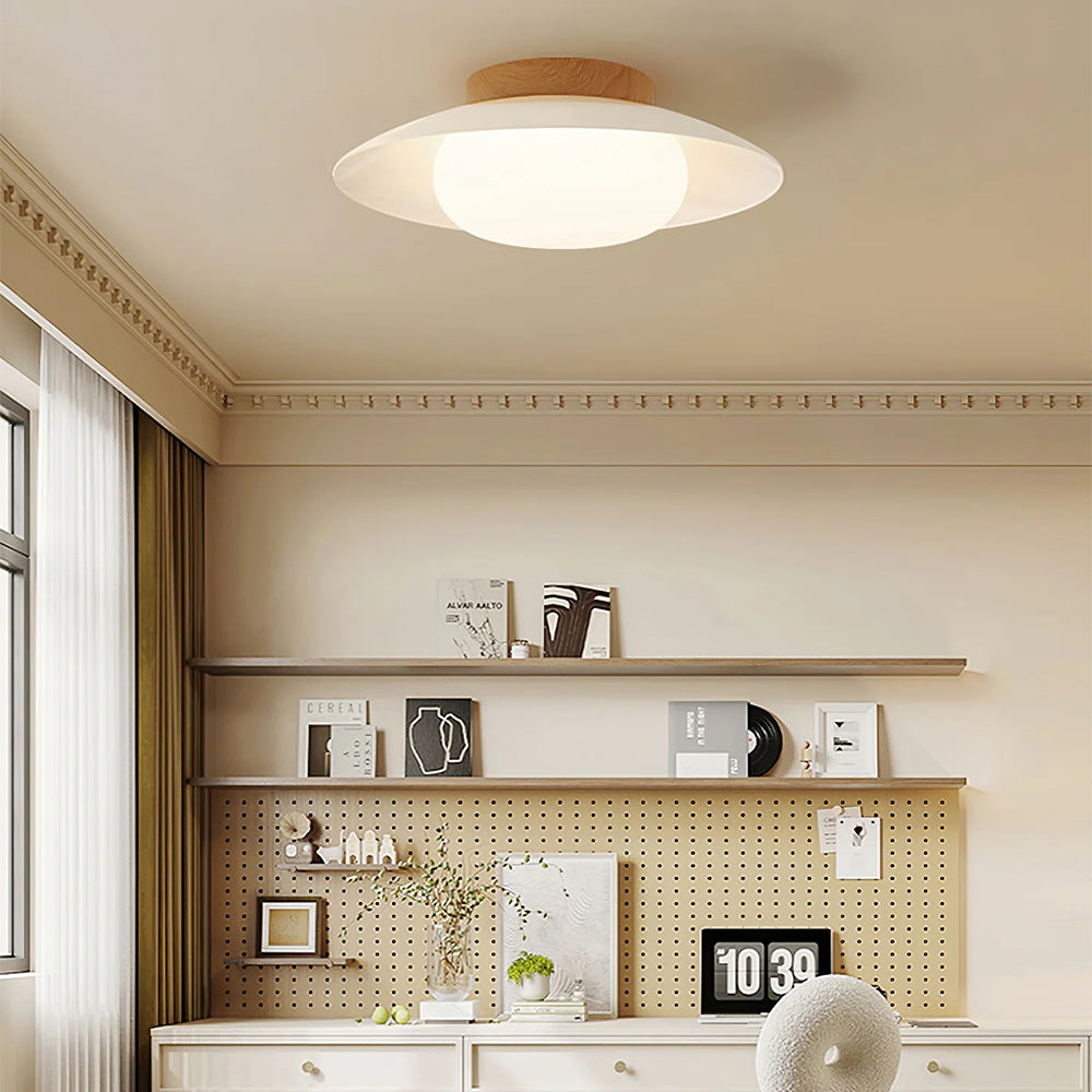 Veloura - Cream White Round Ceiling Light